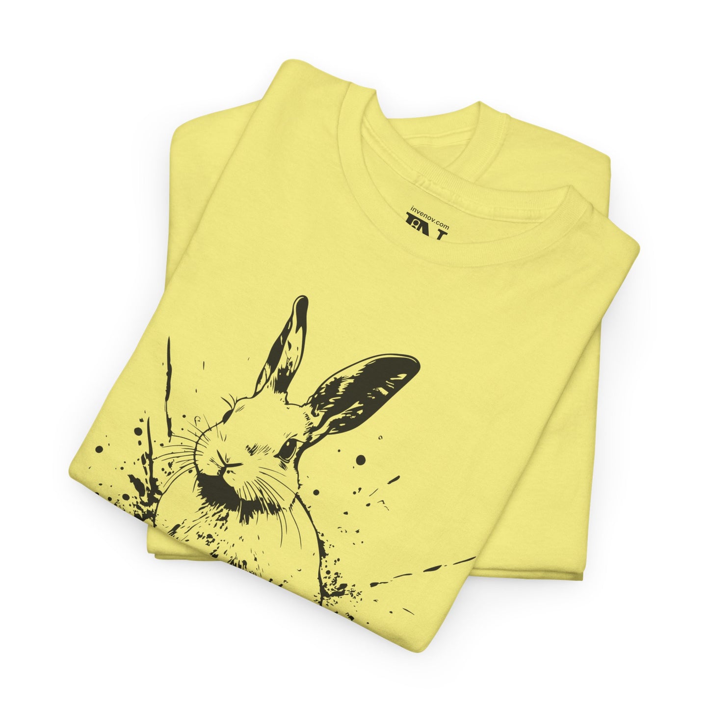Easter Shirt, Rabbit Graphic Tee, Bunny T-Shirt, Ink Splatter Shirt, Animal Lover Gift, Minimalist Artistic Top, Easter Apparel