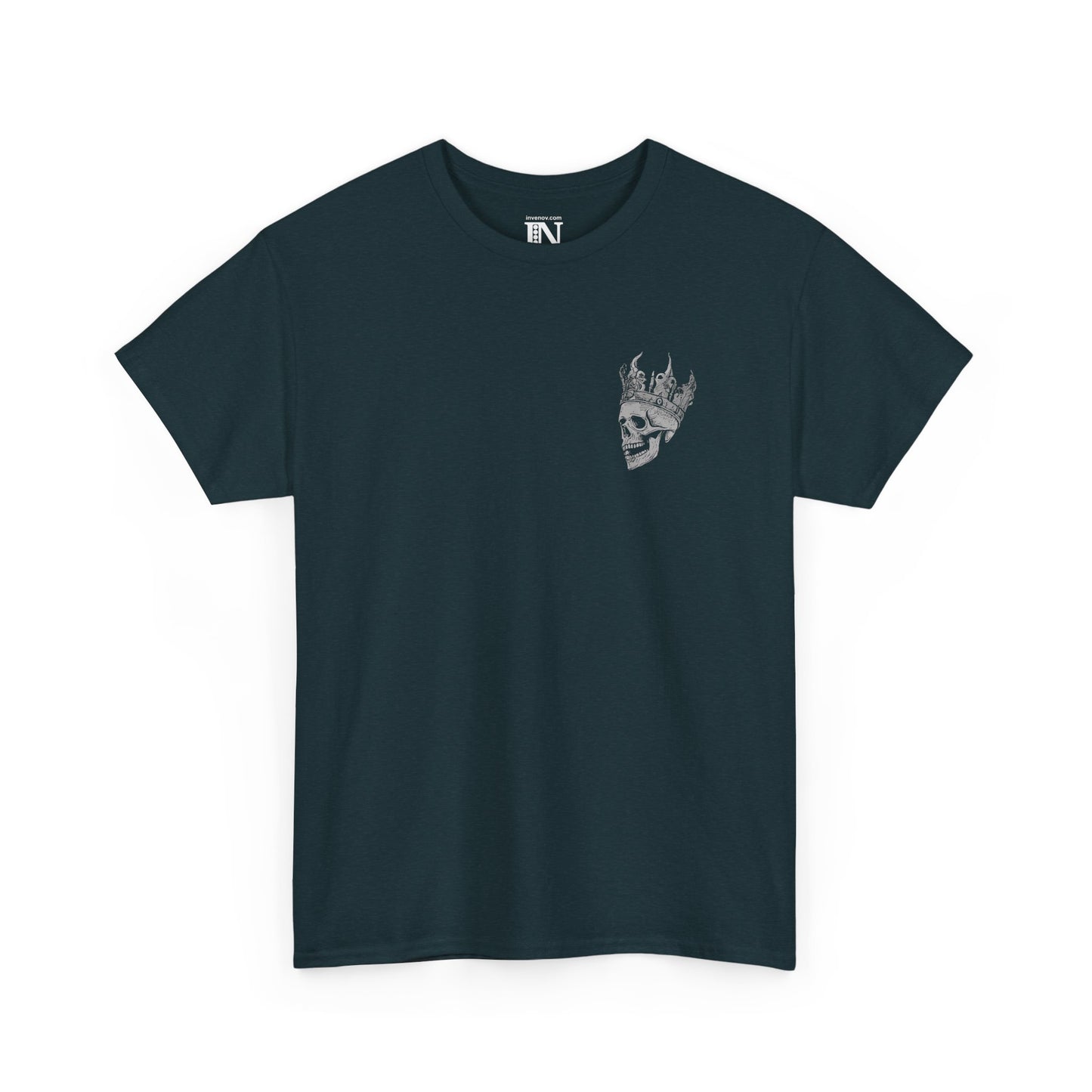 Gothic Skull Shirt, Skeleton King Shirt, Dark Aesthetic Style Shirt, Flaming Crown Graphic Tee, Royal Robes Edgy Style, Mysterious Design