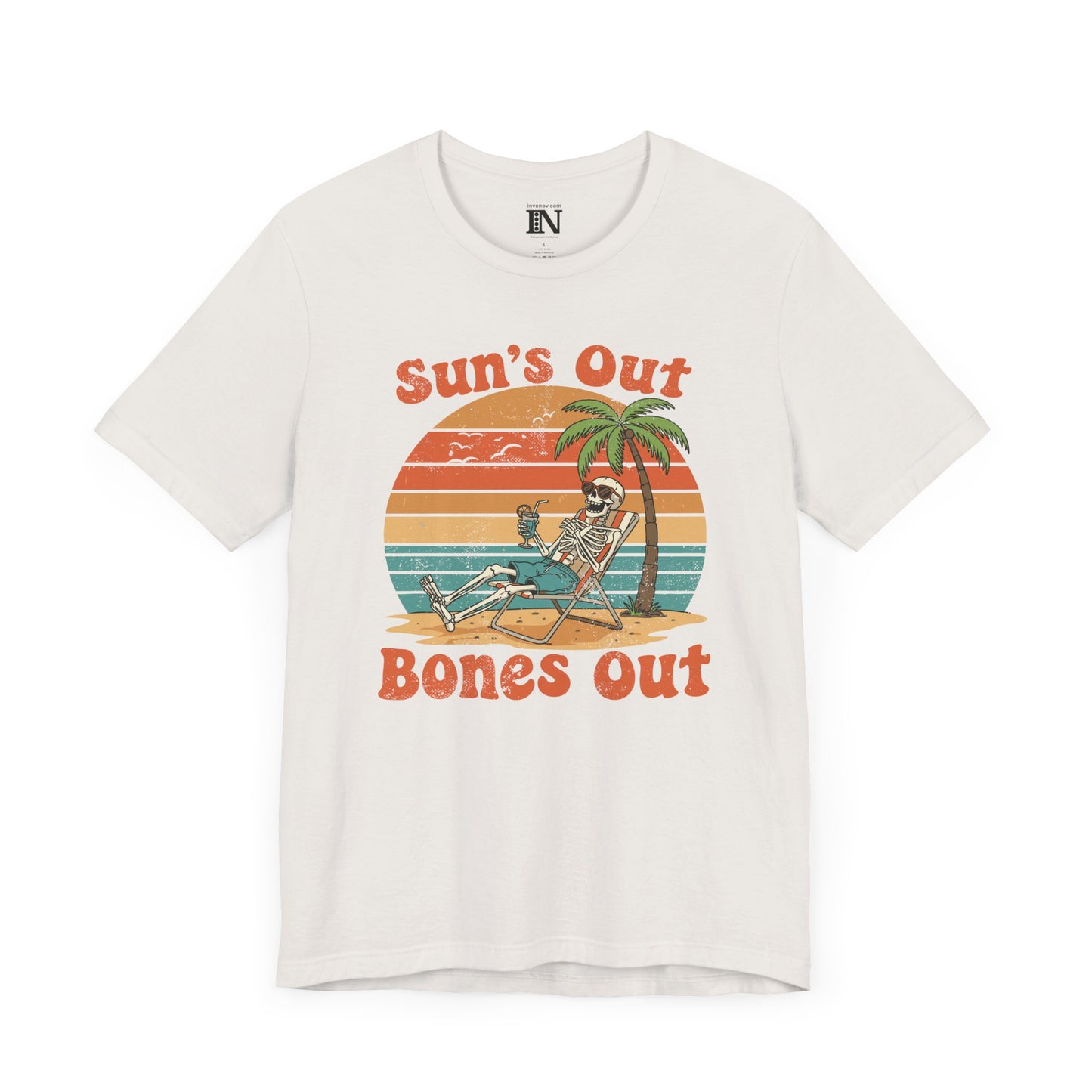 Skeleton Summer Sunset Shirt, Vintage Style Summer Beach Tee, Vacation Top, Retro Palm Tree Graphic Shirt, Funny Casual Gift for friends