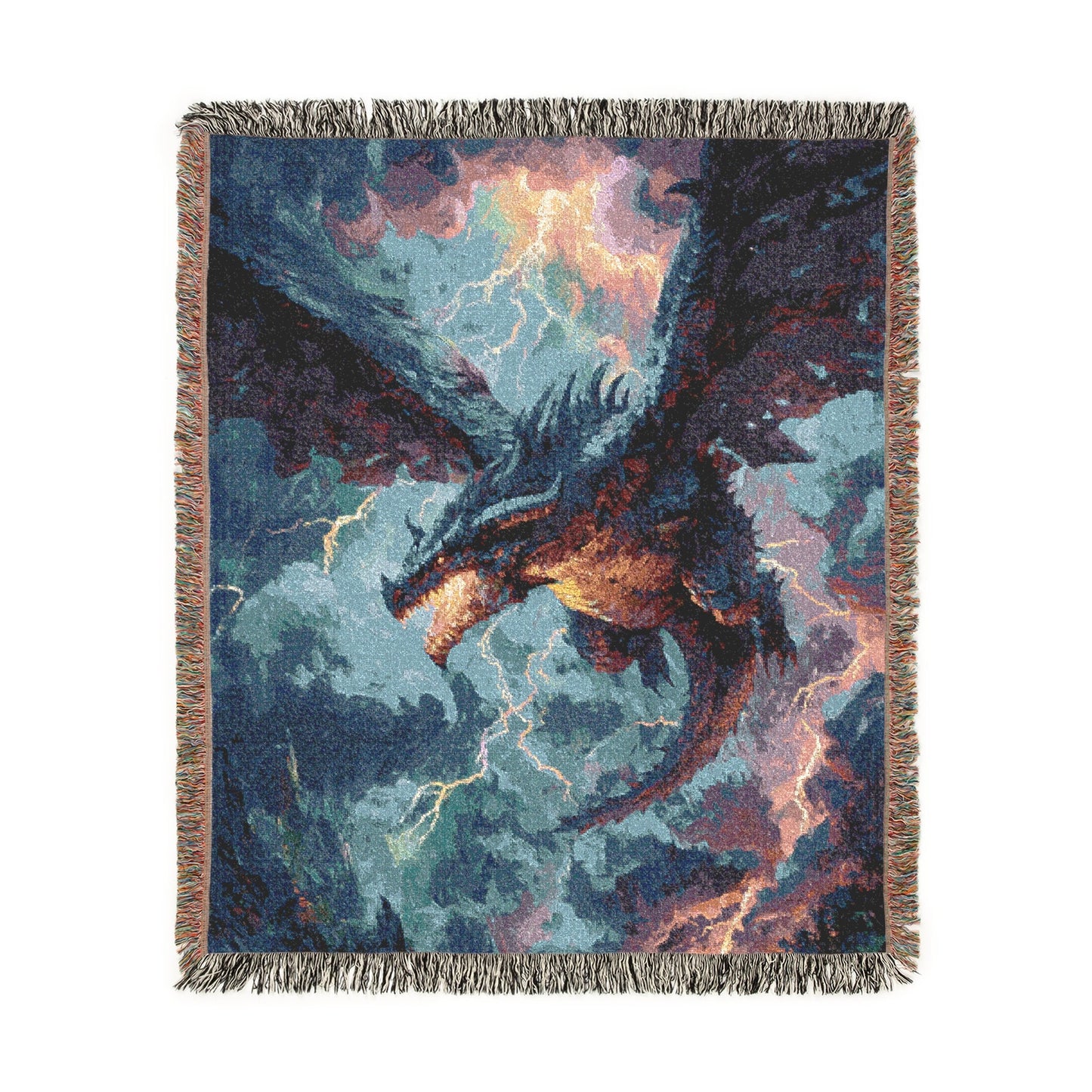 Dragon Fantasy Woven Blanket, Cozy Sofa or Bed Throw, Wall Tapestry, Fantasy Lover Decor, Dragon Lover Gift, Legendary Creature Decor
