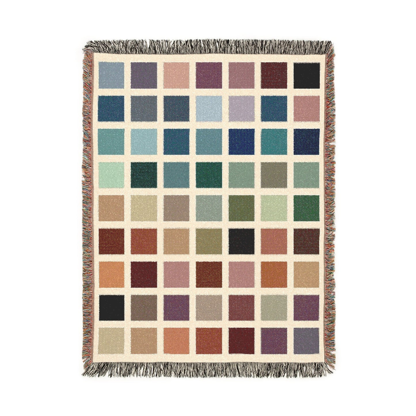Colorful Checkerboard Grid Woven Blanket, Wall Tapestry, Modern Geometric Home Decor, Cozy Sofa Throw, Soft Fringe Blanket