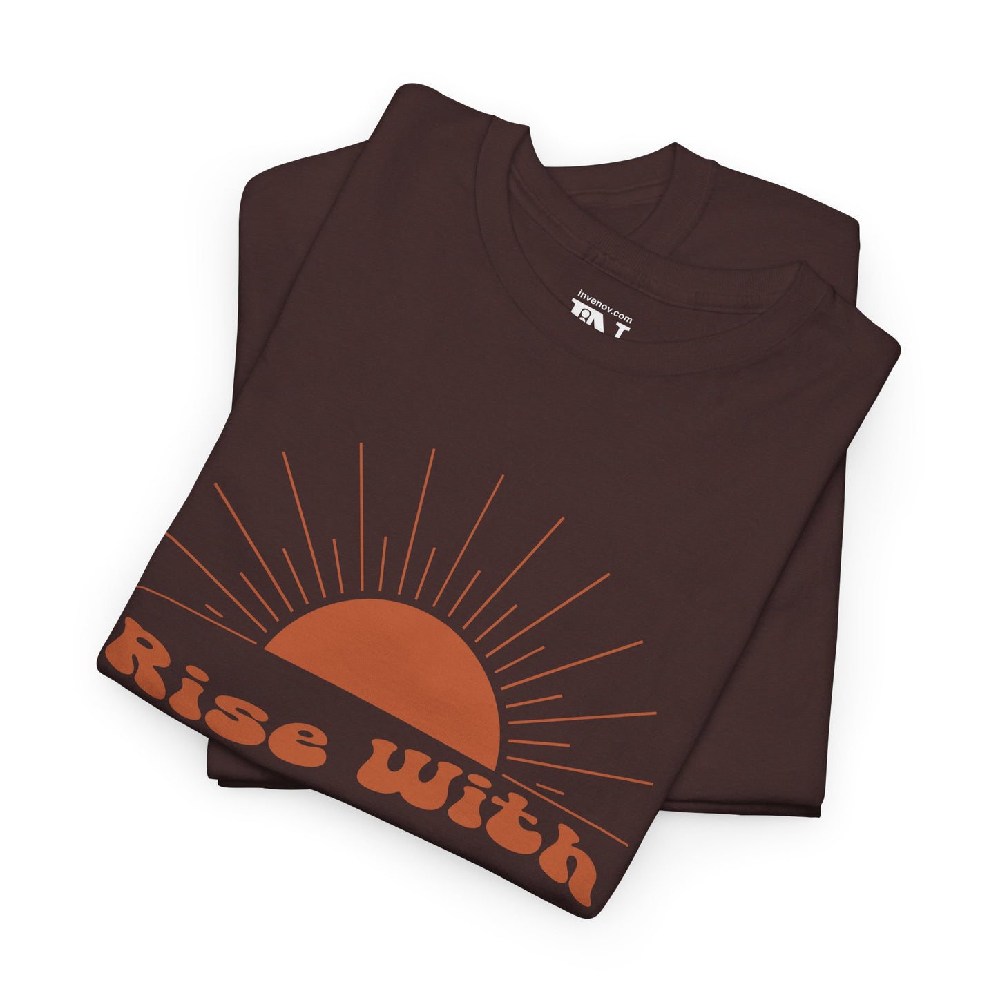 Rise With The Sun Summer Shirt, Boho Retro Style Shirt, Positive Message Graphic Top, Earthy Tones Vintage Style T-shirt, Mindful Optimistic