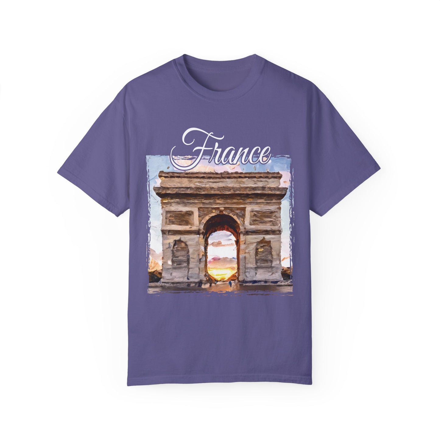 Comfort Colors Arc de Triomphe Sunset France T-shirt, Oil Painting Style Tee, Paris Landmark Shirt, Travel France Shirt, France Lover Shirt