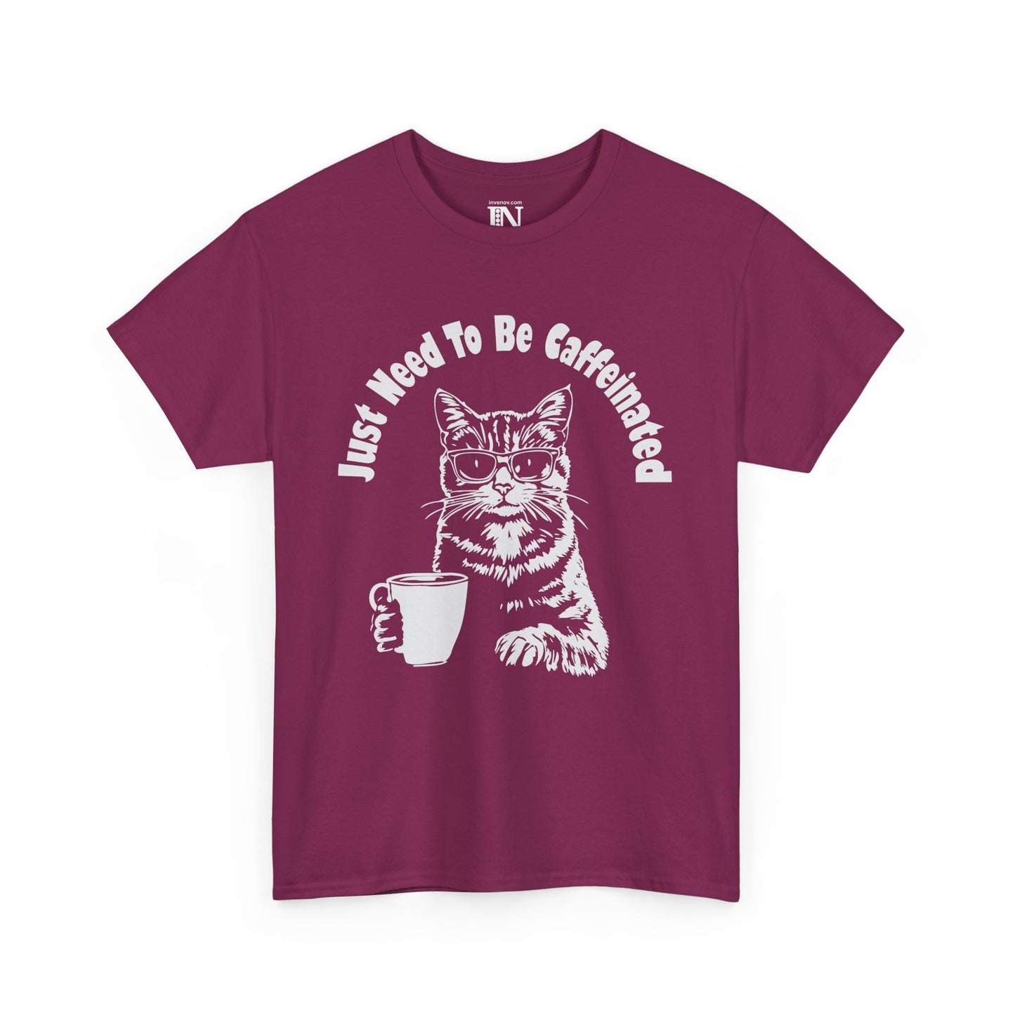 Funny Caffeine Cat Graphic Tee, Coffee Lover Shirt, Just Need To Be Caffeinated Shirt, Cat Enthusiast Top, Funny Everyday Tshirt