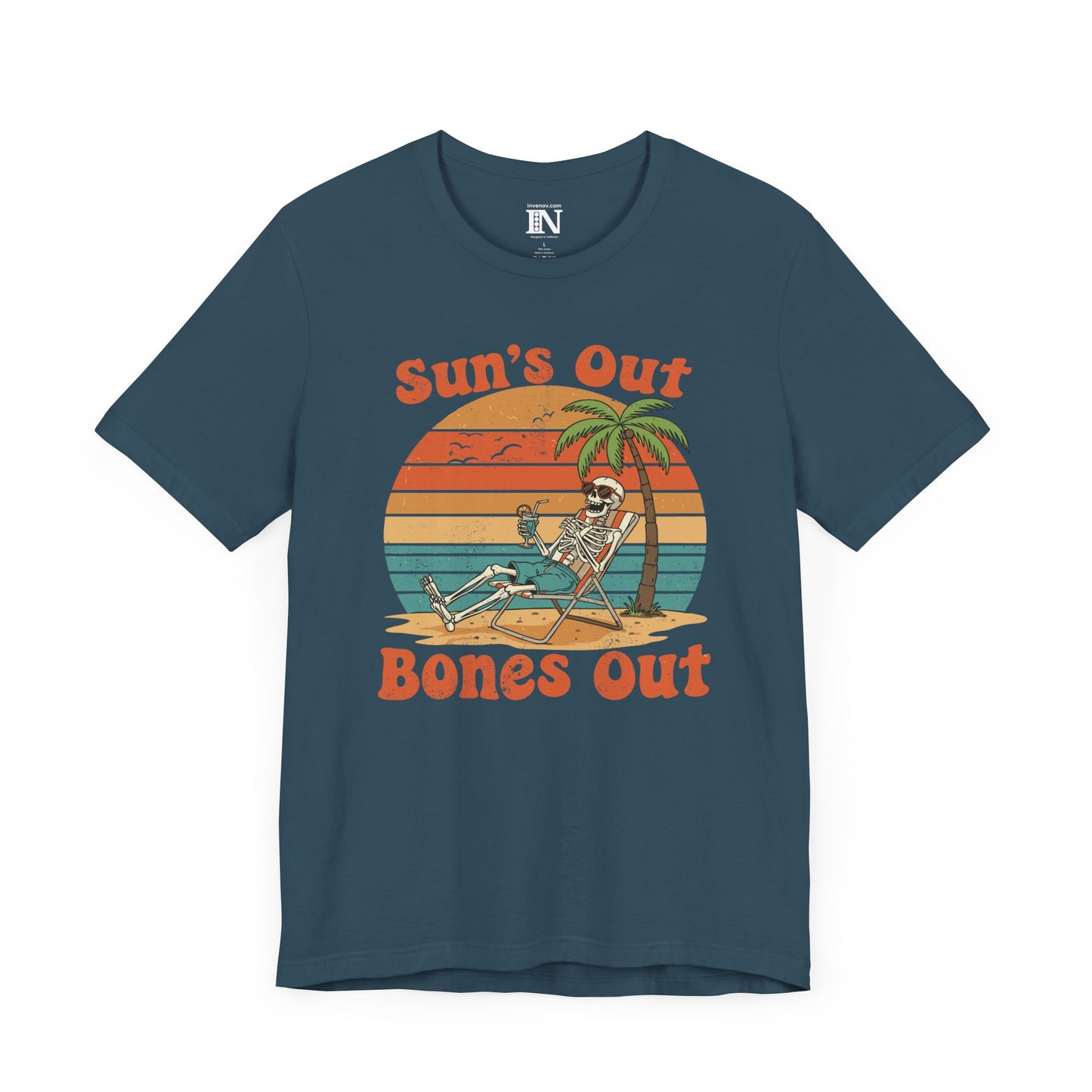 Skeleton Summer Sunset Shirt, Vintage Style Summer Beach Tee, Vacation Top, Retro Palm Tree Graphic Shirt, Funny Casual Gift for friends
