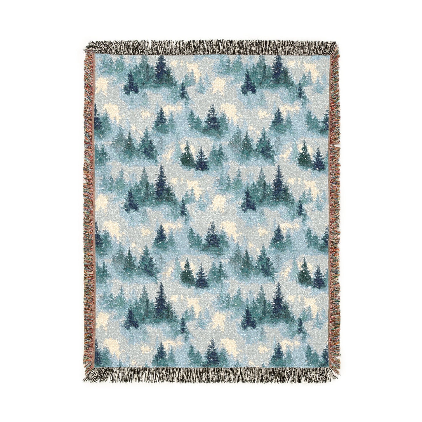 Winter Forest Pattern Woven Blanket Tapestry, Winter Season Cotton Throw, Christmas Home Decoration, Sofa Bed Cover Decor Gift