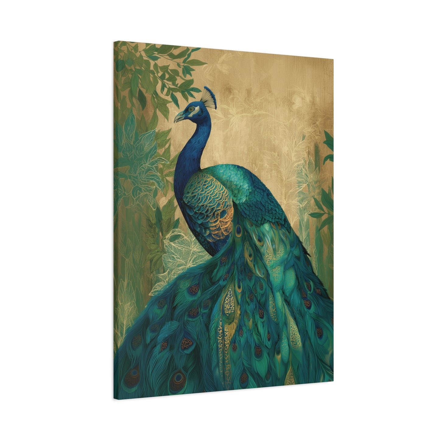 Peacock Canvas Wall Art, Vintage Style Bird Print, Peacock Painting Canvas Print, Bird Lover Gift, Boho Elegant Living Room Art Gift