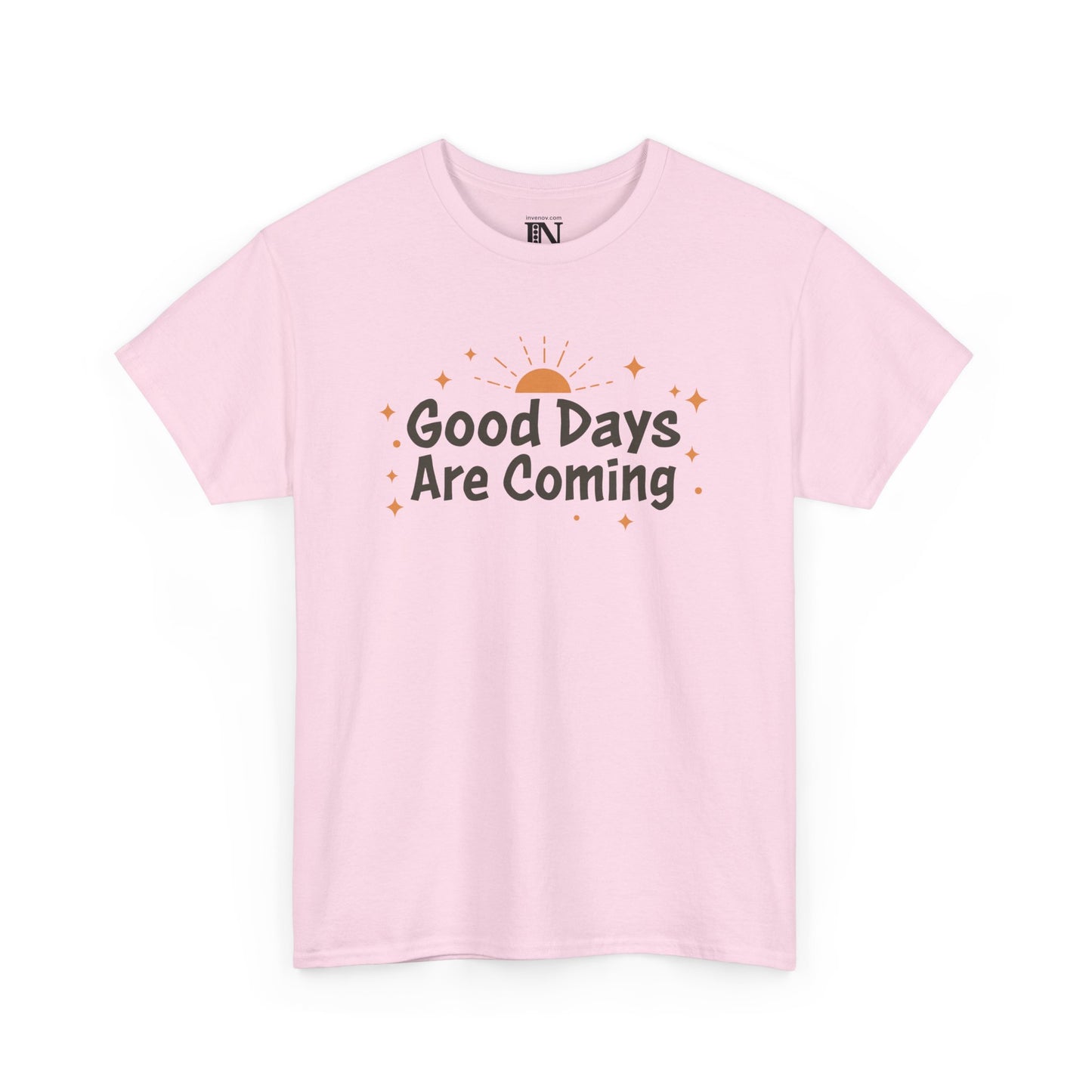 Good Days Are Coming T-Shirt, Optimistic Inspirational Graphic Tee, Cheerful Top, Casual Hopeful Shirt, Sunrise and Stars Shirt
