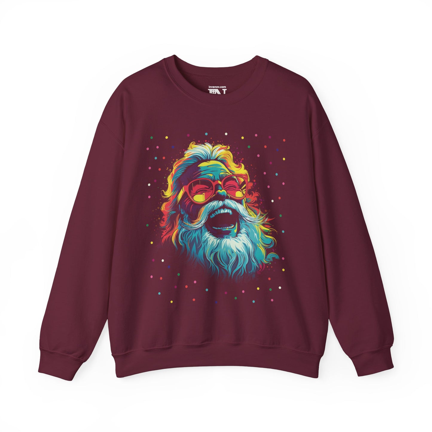 Christmas Santa Sweatshirt, Santa Claus Sweater, Funny Santa, Laughing Santa, Retro Neon Santa, Christmas Gift Idea, Family Christmas