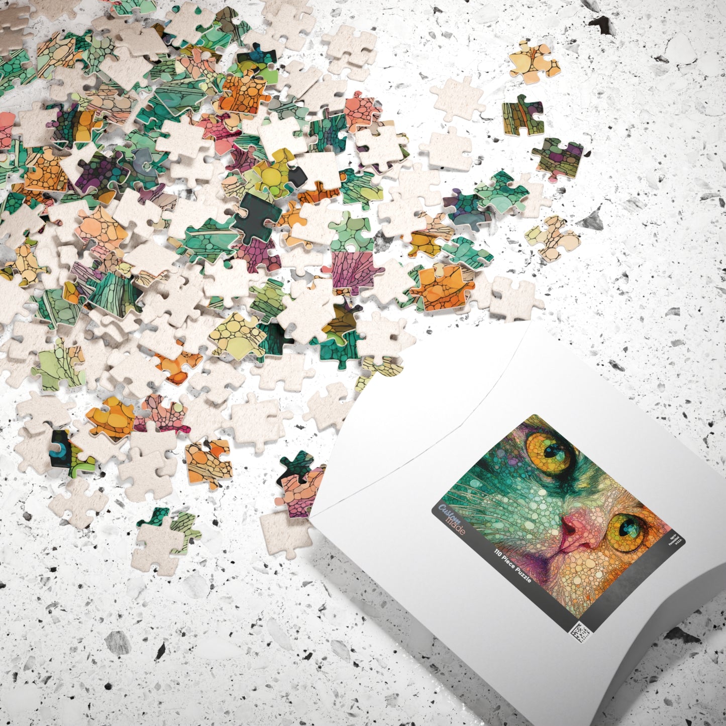 Colorful Cat Jigsaw Puzzle, Vibrant Feline Artwork for Cat Lovers and Puzzle Enthusiasts, Relaxing and Unique Gift Idea, Family Game Puzzle
