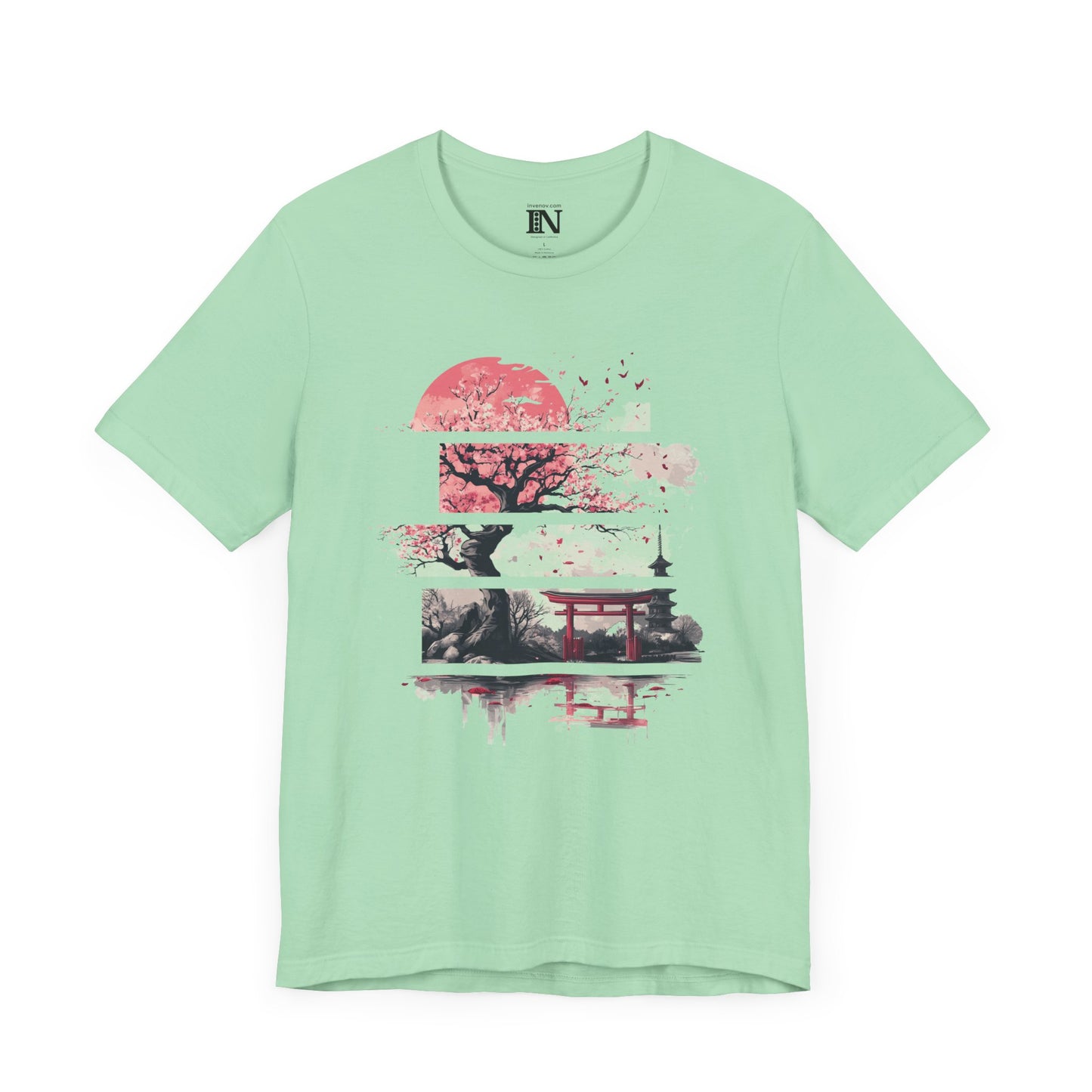 Japanese Cherry Blossom Shirt, Travel Japan Shirt, Elegant Japan Lover Shirt, Japan Torii Gate Shirt, Sumi-e Style, Artistic Fashion
