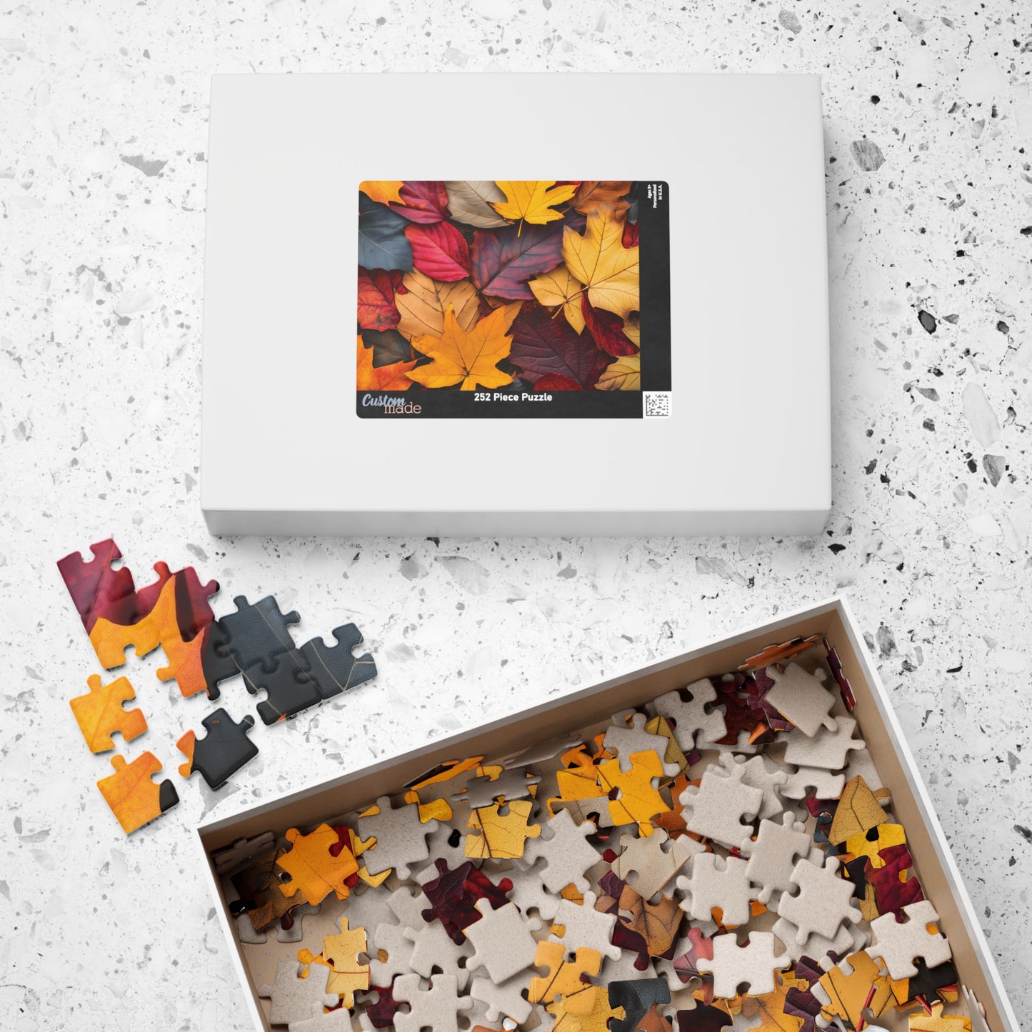 Autumn Leaves Jigsaw Puzzle for Fall Lovers, Colorful 110, 252, 520, 1014-piece Activity, Plum Maple Leaf Design, Fun Challenge Family Game