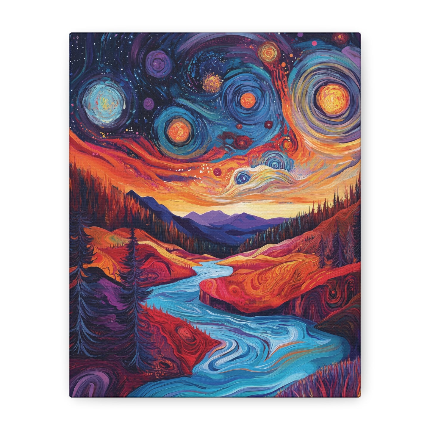 Psychedelic Cosmic Landscape Wall Art Canvas for Home Decor, Office, Meditation Space Galaxy, Abstract Art, Surreal Oil Painting Style