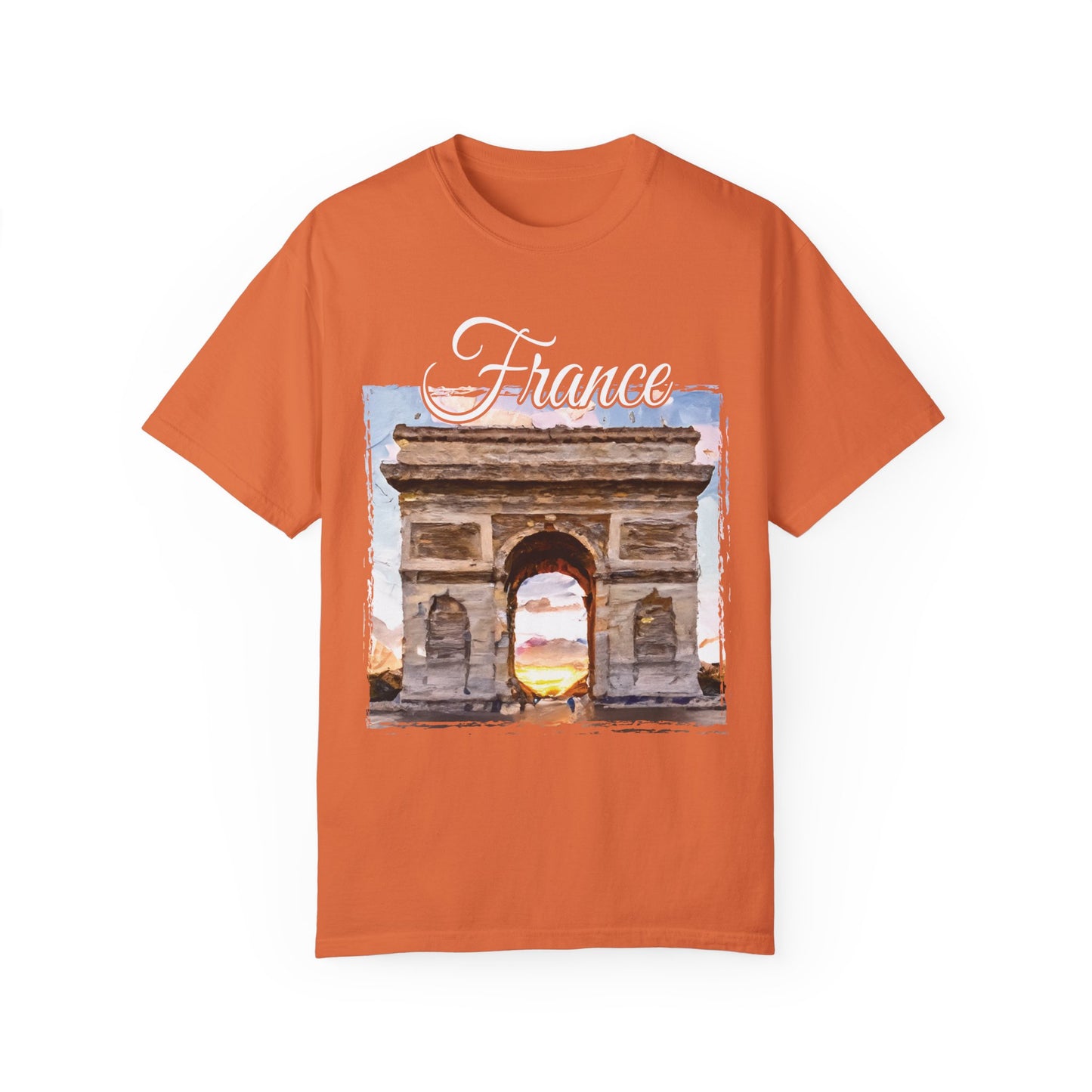 Comfort Colors Arc de Triomphe Sunset France T-shirt, Oil Painting Style Tee, Paris Landmark Shirt, Travel France Shirt, France Lover Shirt