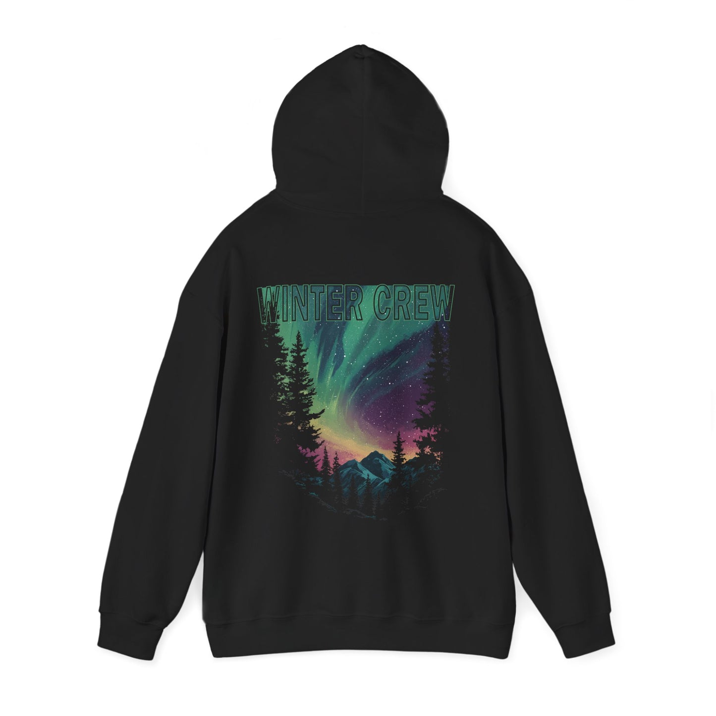 Winter Night Mountain Hoodie, Winter Crew Northern Lights Hoodie, Cozy Winter Crew Pullover, Stargazing Hoodie, Aurora Borealis Jumper