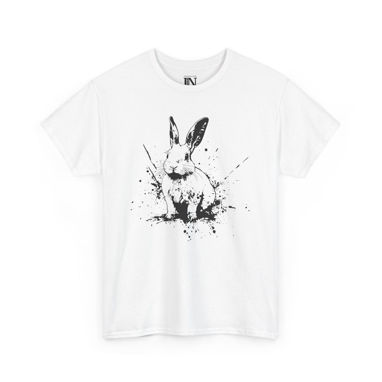Easter Shirt, Rabbit Graphic Tee, Bunny T-Shirt, Ink Splatter Shirt, Animal Lover Gift, Minimalist Artistic Top, Easter Apparel