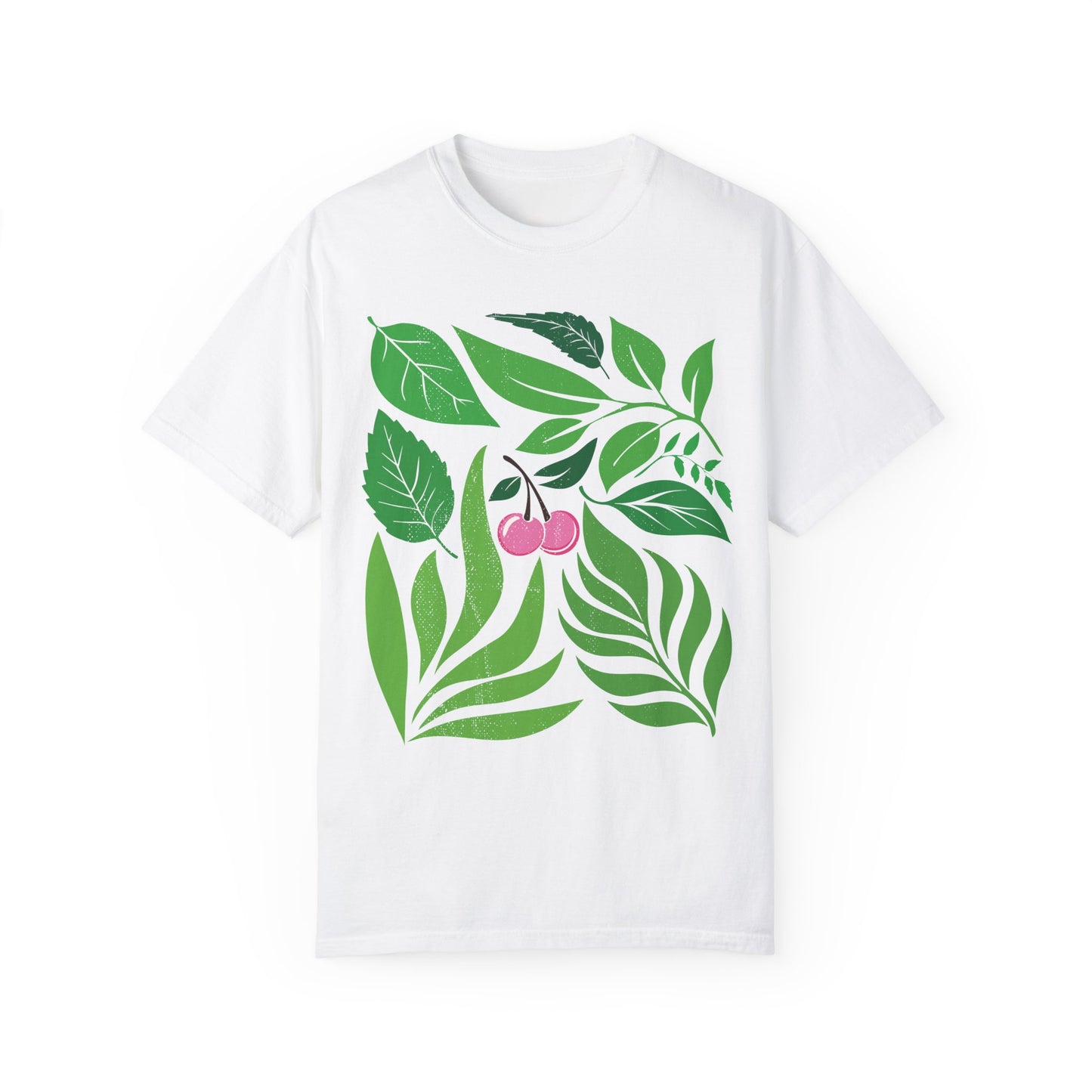 Botanical Cherry T-Shirt, Boho Nature-Inspired Graphic Tee, Plant Lover Gift, Tropical Shirt, Organic Botanical Top, Summer Vibes Clothing