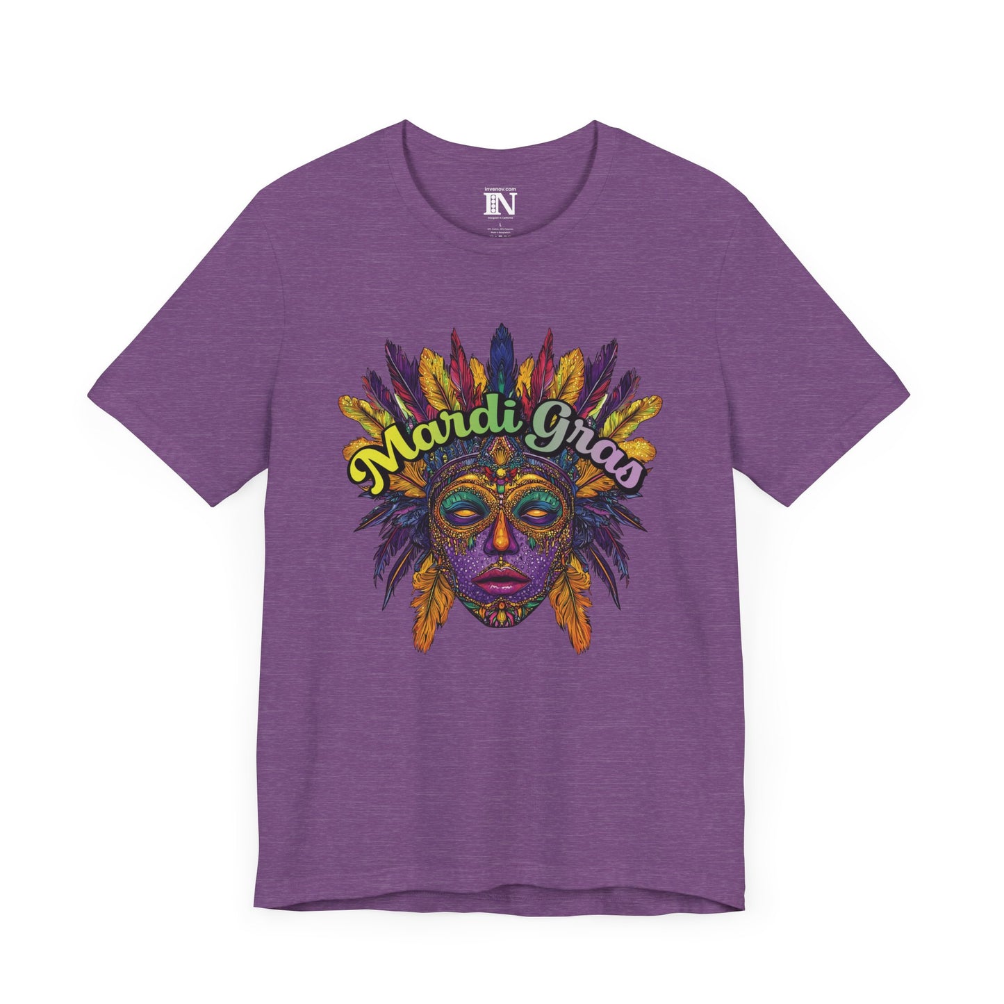 Mardi Gras Jersey Tee, Festive Masquerade Mask Shirt, Mardi Gras Celebration T-Shirt, Colorful Party Top, Mardi Gras Festival Shirt