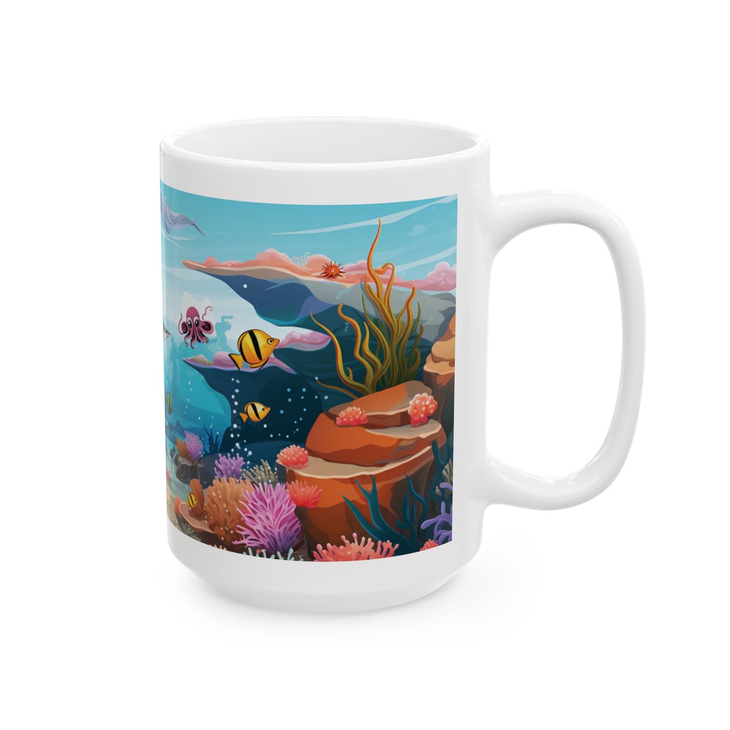 Marine Life Coffee Mug, Fish Cup, Aquatic Coffee Cup, Ocean Coffee Mug, Fish Lover Mug, Gift For Fish Lover, Coral Reef Mug