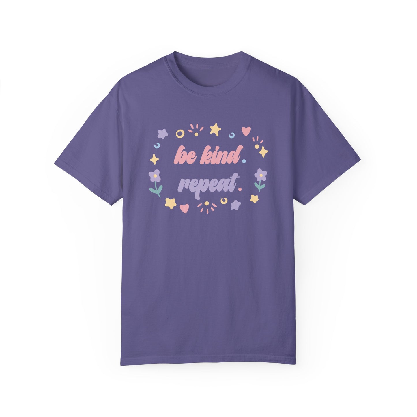 Comfort Colors Playful Phrase Be Kind Repeat T-Shirt, Positive Vibes Tee, Soft Pastel Shirt, Cheerful Graphic Top, Trendy Shirt