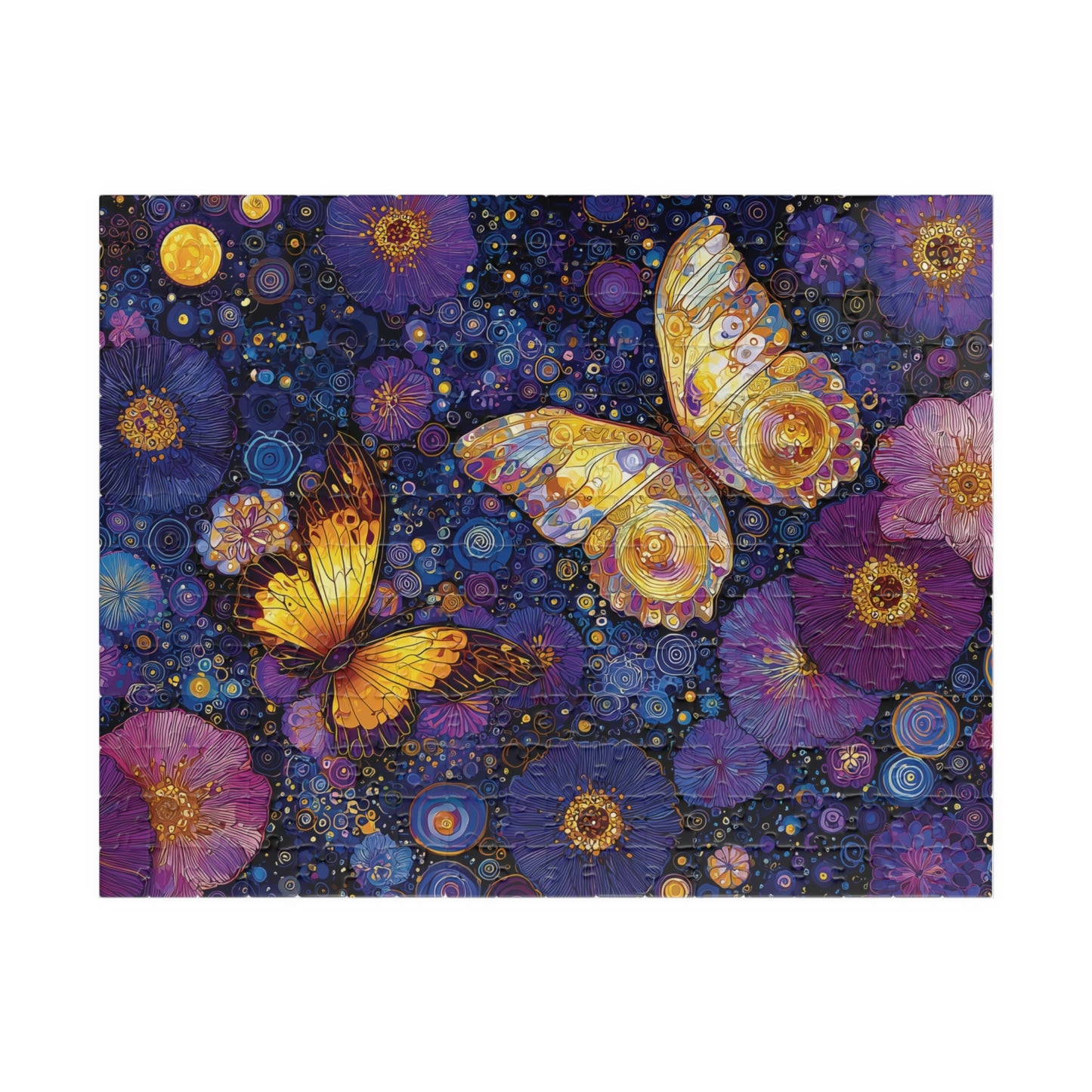 Abstract Night Garden of Butterflies and Blossoms Jigsaw Puzzle, 110, 252, 520, 1014-piece, Painting Style, Relaxing and Rewarding Activity