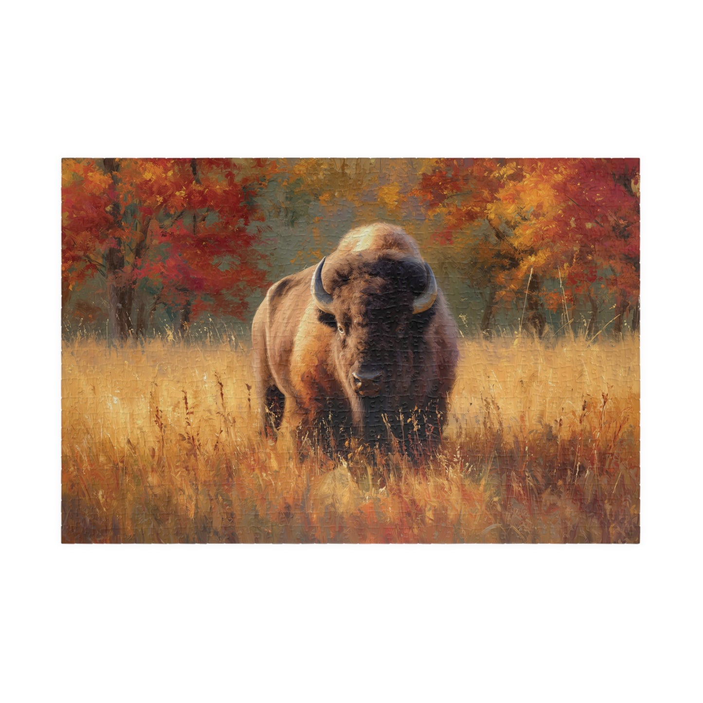 Autumn Bison Puzzle, Buffalo Jigsaw, Wildlife Enthusiast Gift, Nature Scene Puzzle, Fall Foliage Home Decor, 110, 252, 520, 1014-piece
