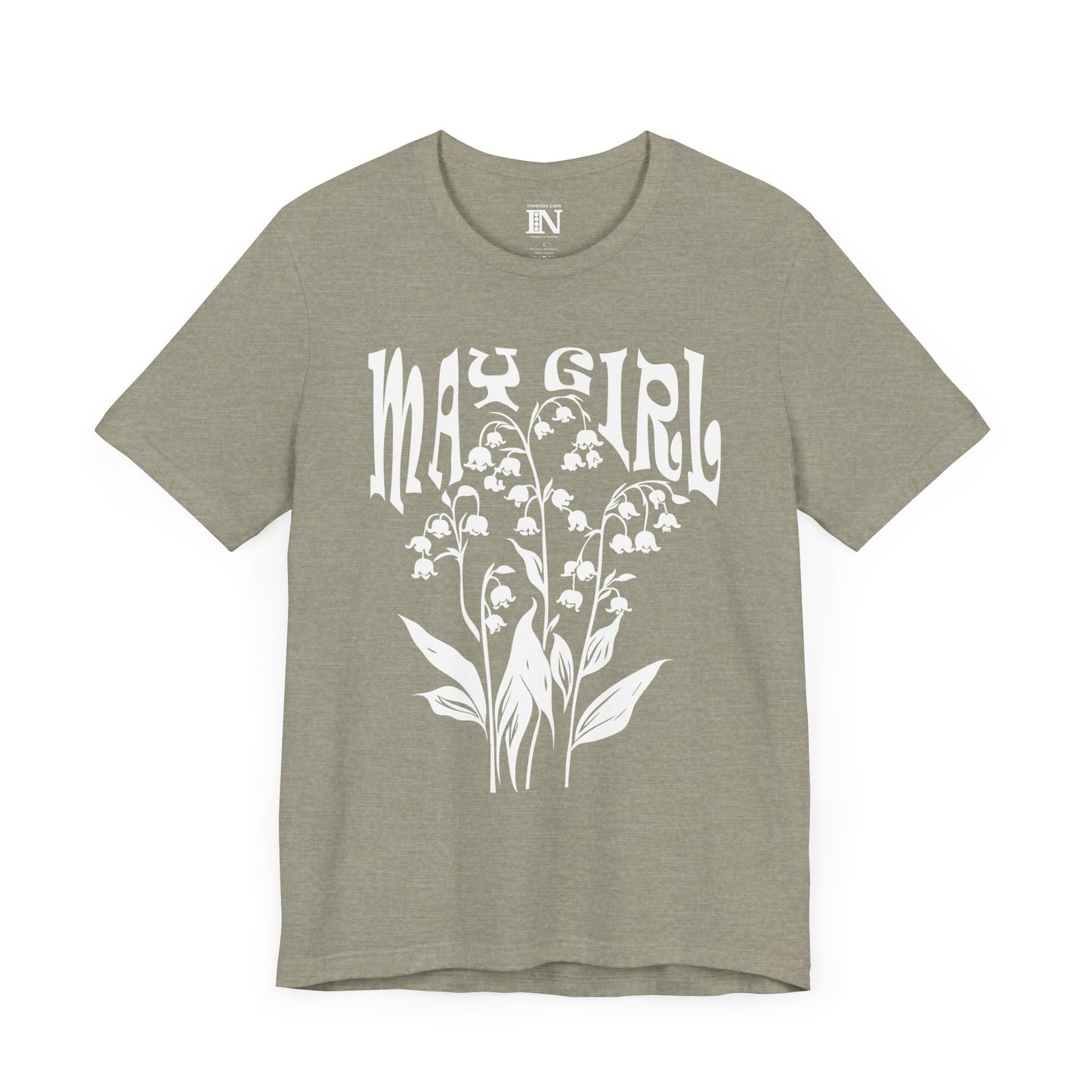 May Girl White Lily of the Valley Shirt, Birth Month Floral Tee, Retro Style May Birthday Gift, Flower Nature Inspired Graphic T-Shirt