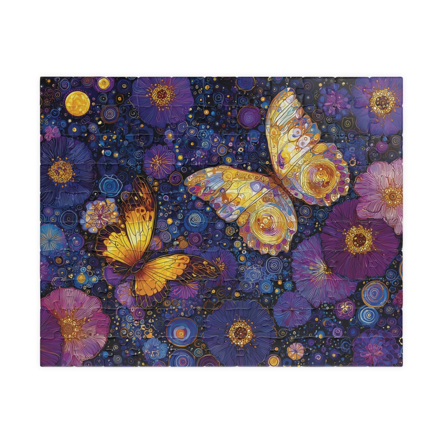 Abstract Night Garden of Butterflies and Blossoms Jigsaw Puzzle, 110, 252, 520, 1014-piece, Painting Style, Relaxing and Rewarding Activity
