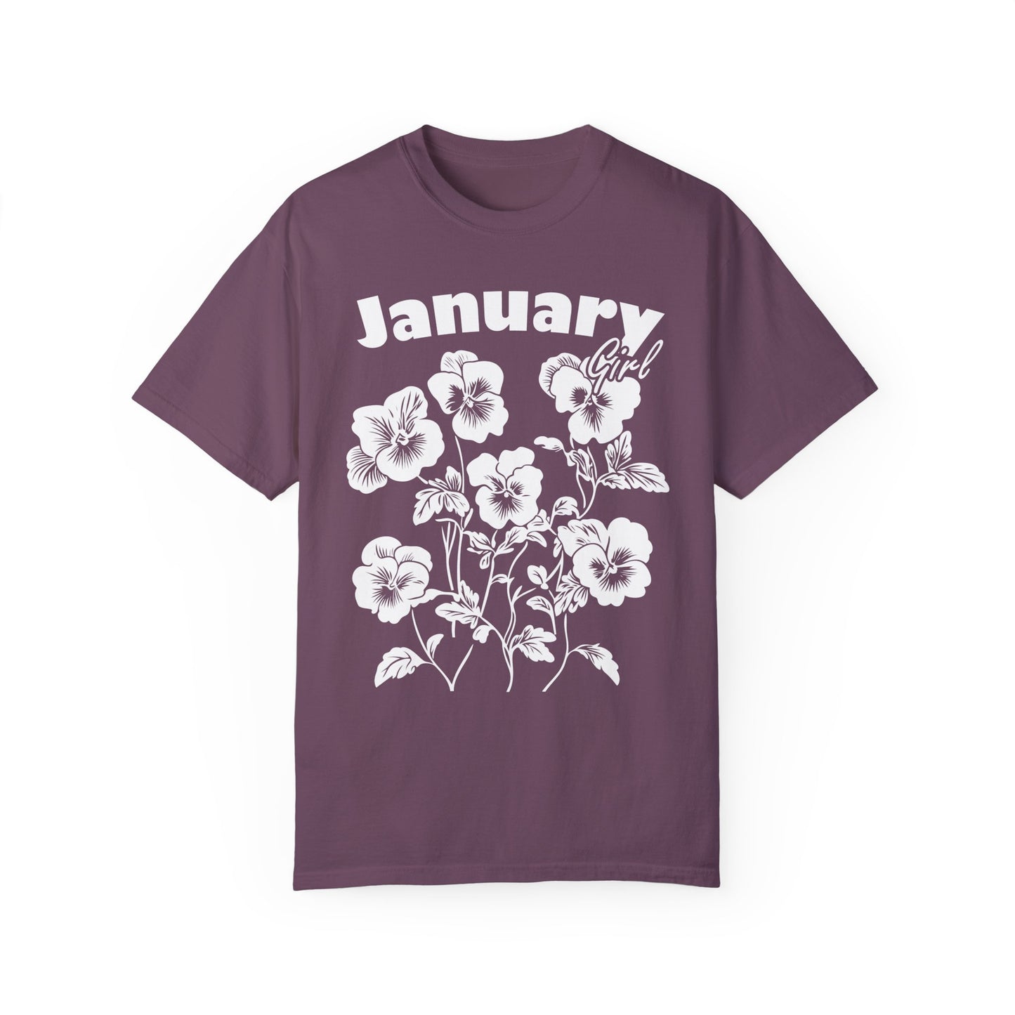 Comfort Colors Shirt Botanical Graphic Violas Pansies January Girl T-shirt, Floral Graphic Tee, Birthday Gift, Unisex Floral Flower shirt