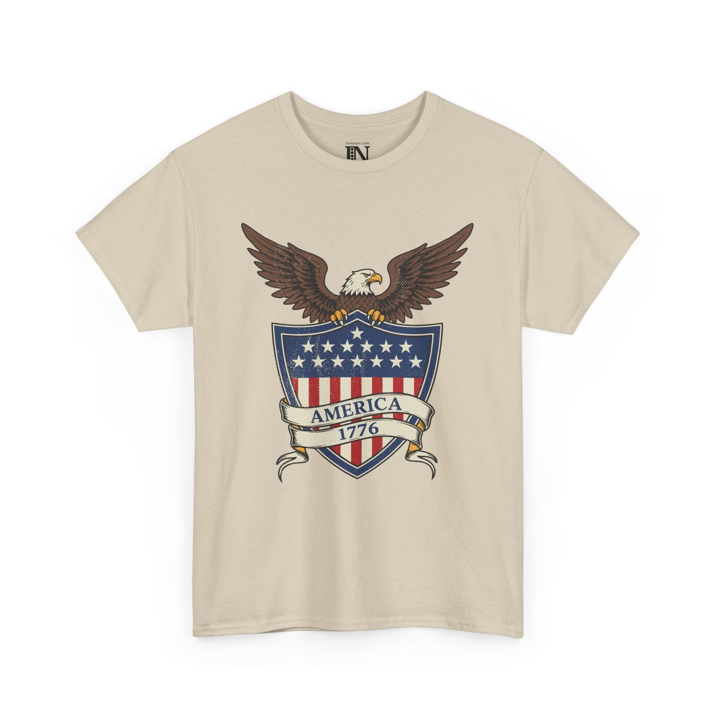 Vintage Style American T-Shirt, Bald Eagle Patriotic Shield Graphic Tee, 4th of July Memorial Day Shirt, Patriot Gift, Red White Blue