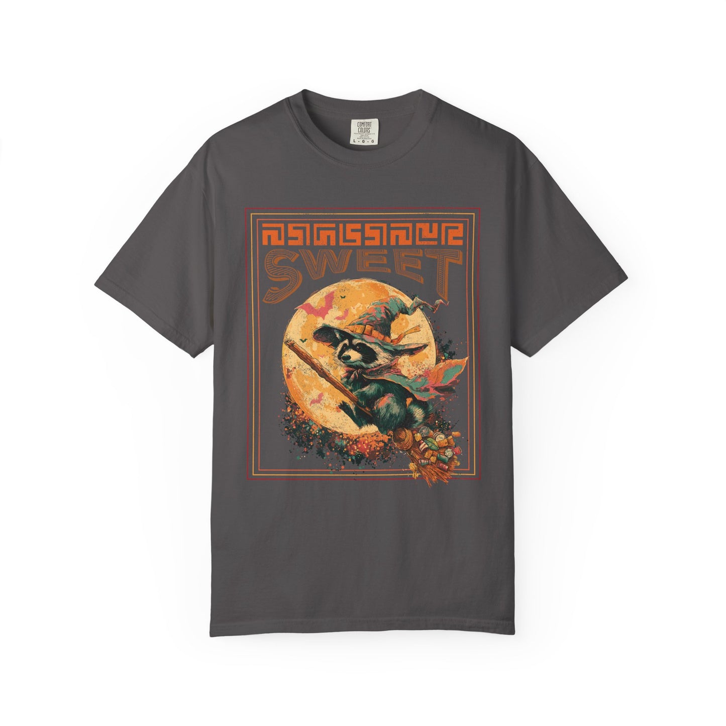 Witch Raccoon Halloween Tee, Vintage Style Distressed Fall Shirt, Spooky Autumn T-shirt, Trick or Treat Costume Top, Funny Raccoon Shirt