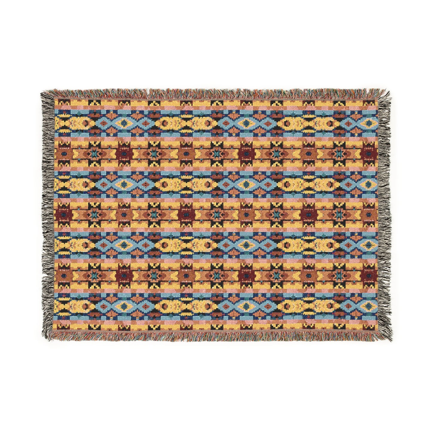 Southwestern-Inspired Woven Blanket, Boho Style Wall Hanging, Cozy Home Decor, Fringed Tapestry Throw, Artisan Style Woven Blanket