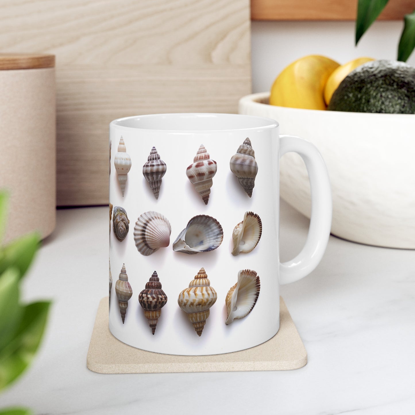 Sea Shell Mug, Colorful Shell Mug, Snail Mug, Clam Mug, Beach Mug, Vacation Tea Cup, Beach Lover Mug, Summer Mug, Coastal Mug