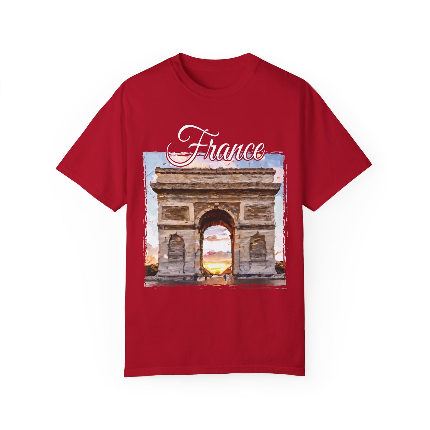 Comfort Colors Arc de Triomphe Sunset France T-shirt, Oil Painting Style Tee, Paris Landmark Shirt, Travel France Shirt, France Lover Shirt