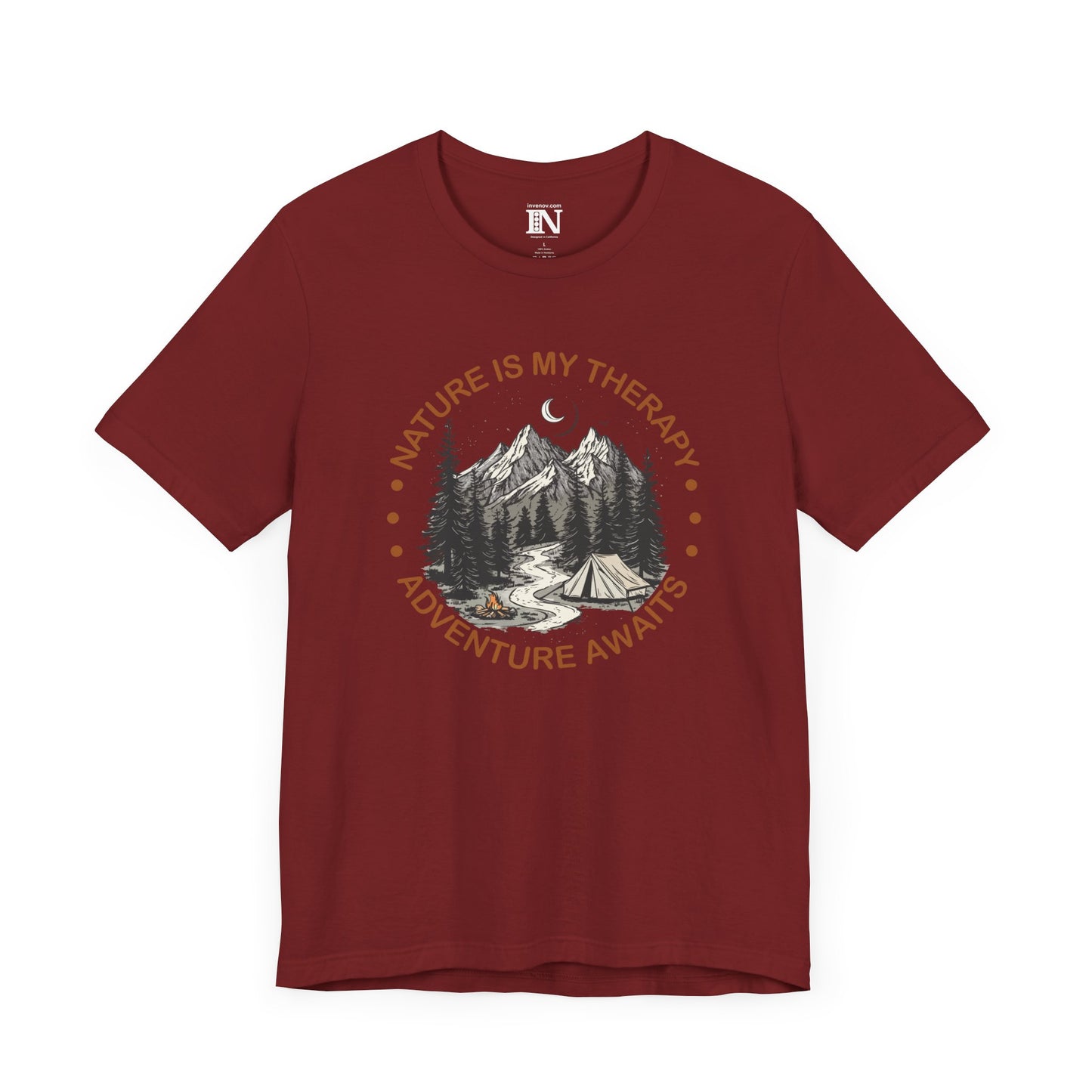 Mountain Adventure T-Shirt, Nature is My Therapy, Outdoor Campsite Tee, Hiking Shirt, Adventure Awaits Top, Summer Explore Shirt