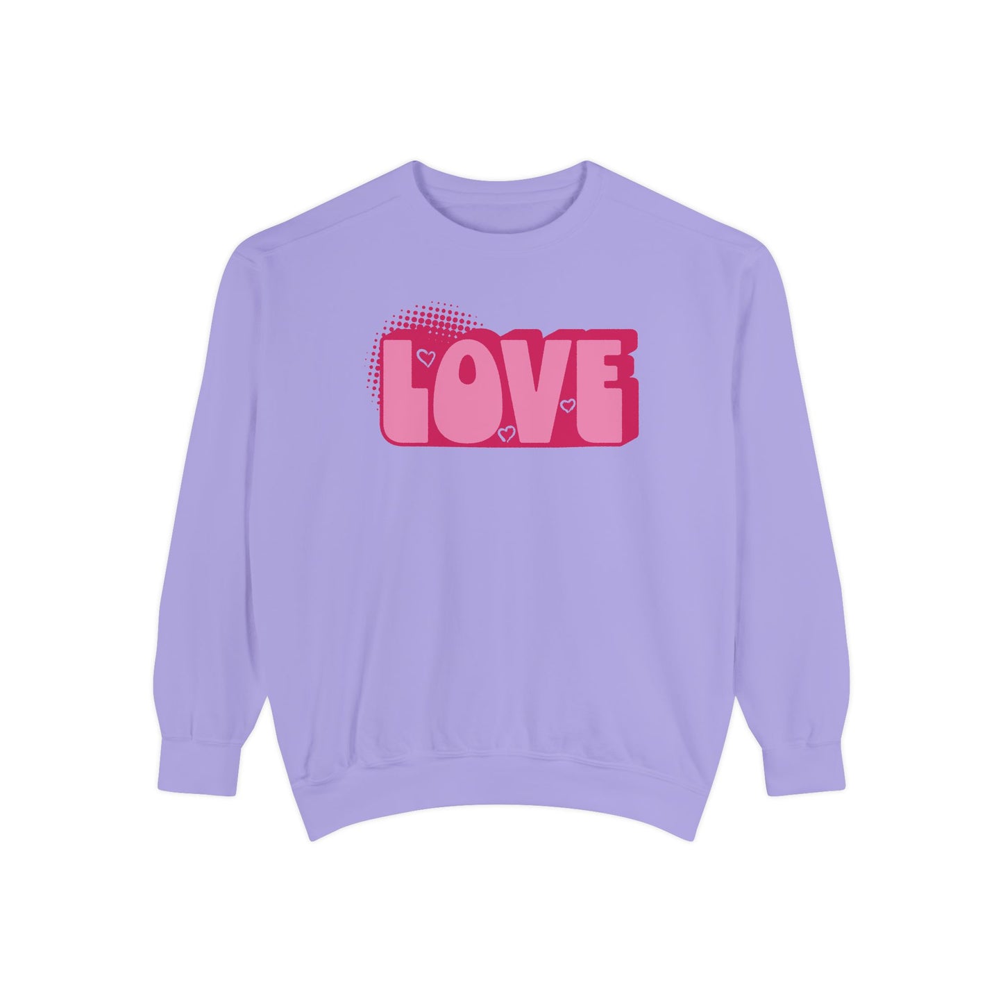 Love Hearts Unisex Sweatshirt - Valentine's Day Comfort Colors Sweater, Gift for Him Her, Cozy Jumper, Pink Red Top, Love Sweatshirt