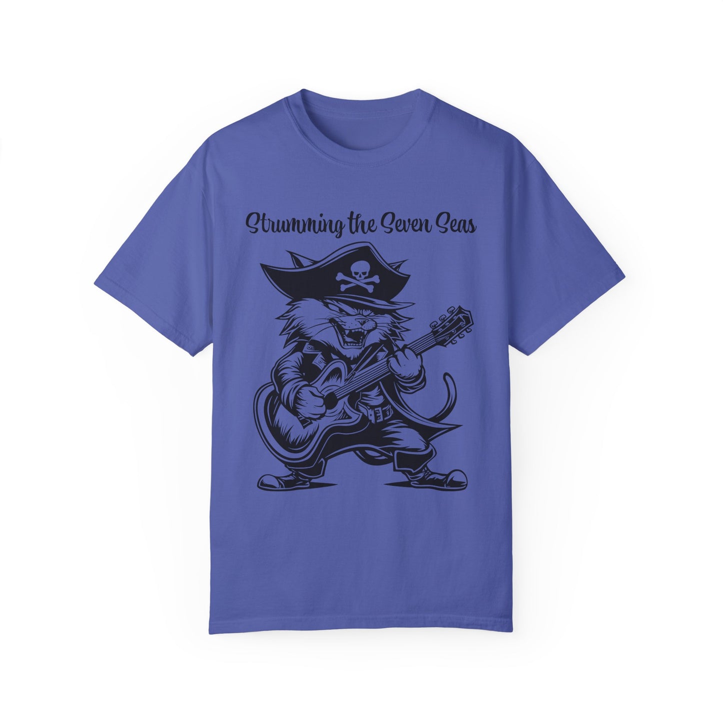 Comfort Colors Shirt, Music Party Shirt, Music Festival T-Shirt, Pirate Cat plays Guitar Shirt, Funny Cat Shirt, Pet Lover Shirt, Music Tee