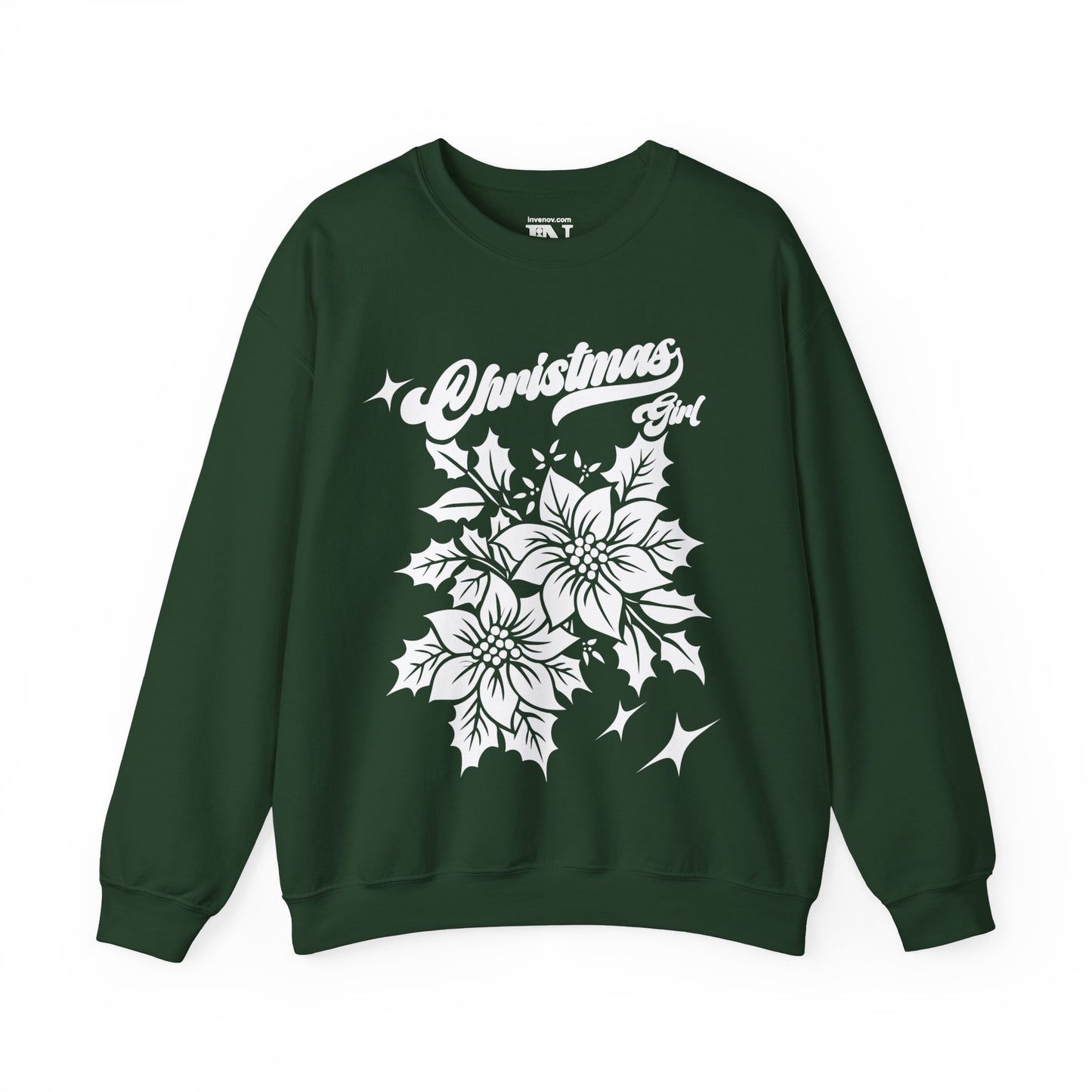 Christmas Girl Sweatshirt, Poinsettia Flower Sweater, December Birthday, Born December, Dec Sweatshirt, Winter Birthday, Winter Sweatshirt