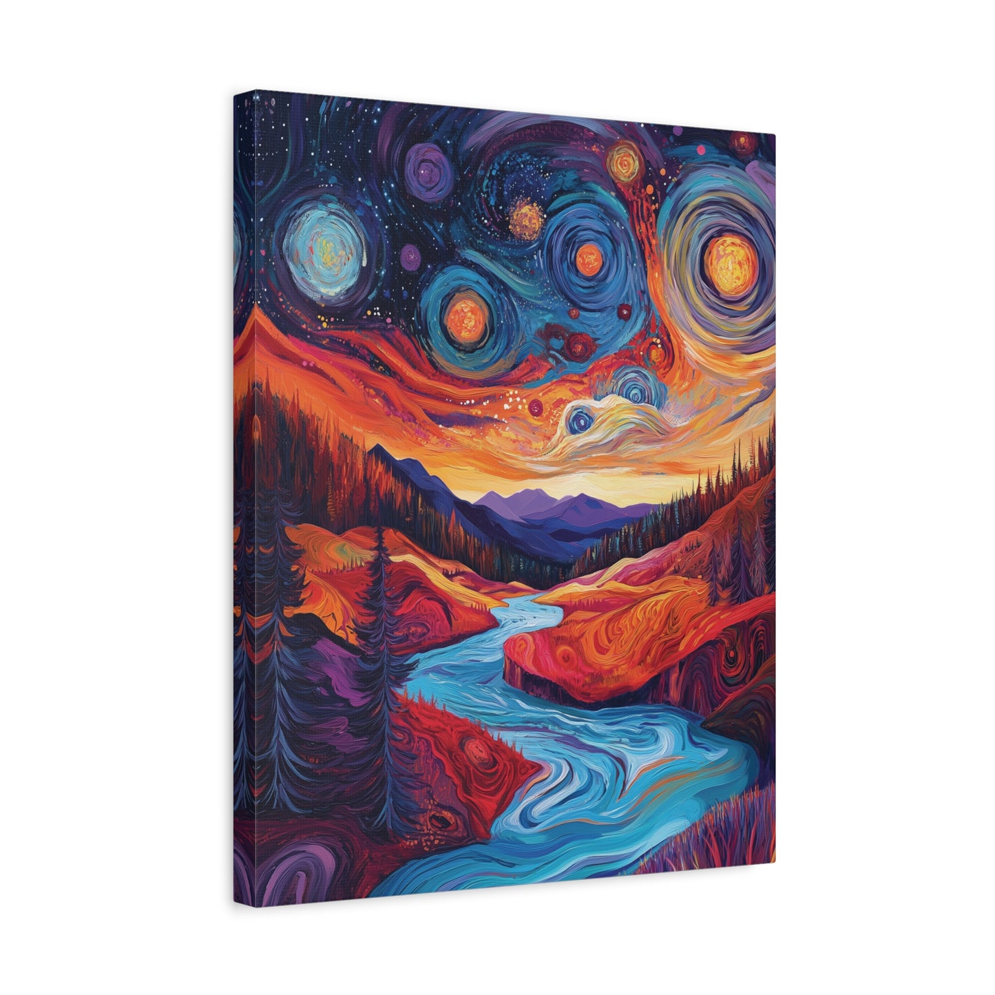 Psychedelic Cosmic Landscape Wall Art Canvas for Home Decor, Office, Meditation Space Galaxy, Abstract Art, Surreal Oil Painting Style