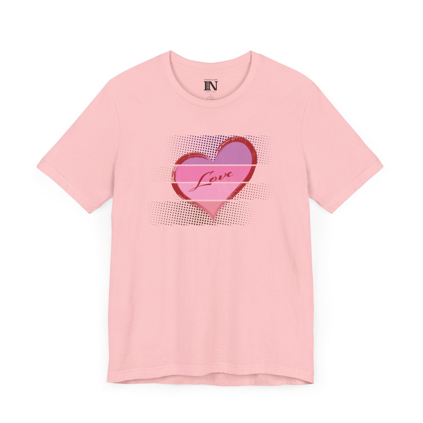 Vintage Style Heart Love T-Shirt, Retro Distressed Graphic Tee, Valentine's Day Apparel, Pink Red Shirt, Unisex Jersey Top, Gift for her