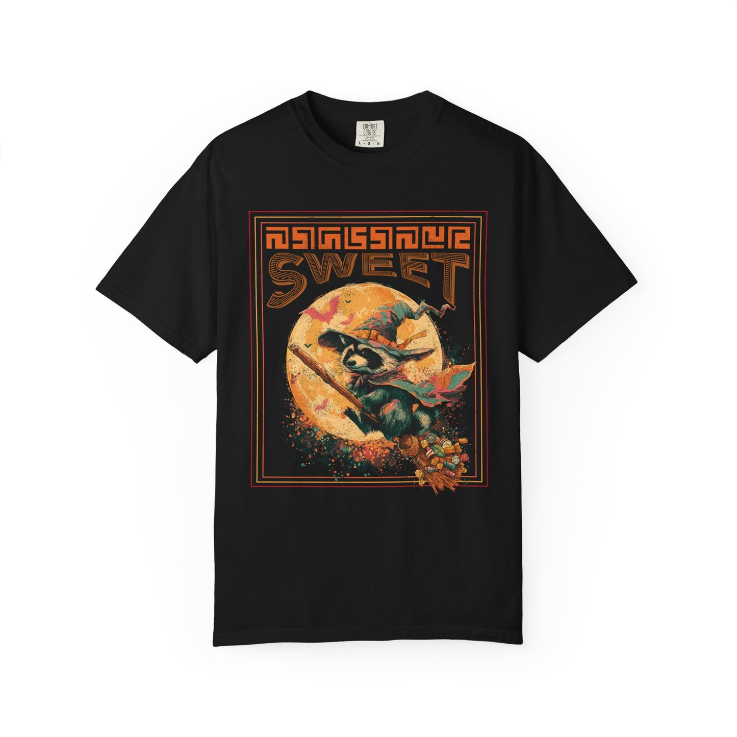 Witch Raccoon Halloween Tee, Vintage Style Distressed Fall Shirt, Spooky Autumn T-shirt, Trick or Treat Costume Top, Funny Raccoon Shirt