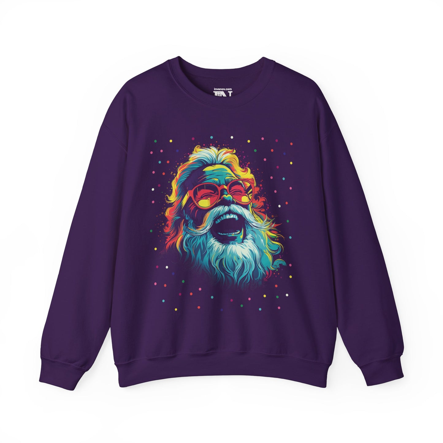 Christmas Santa Sweatshirt, Santa Claus Sweater, Funny Santa, Laughing Santa, Retro Neon Santa, Christmas Gift Idea, Family Christmas