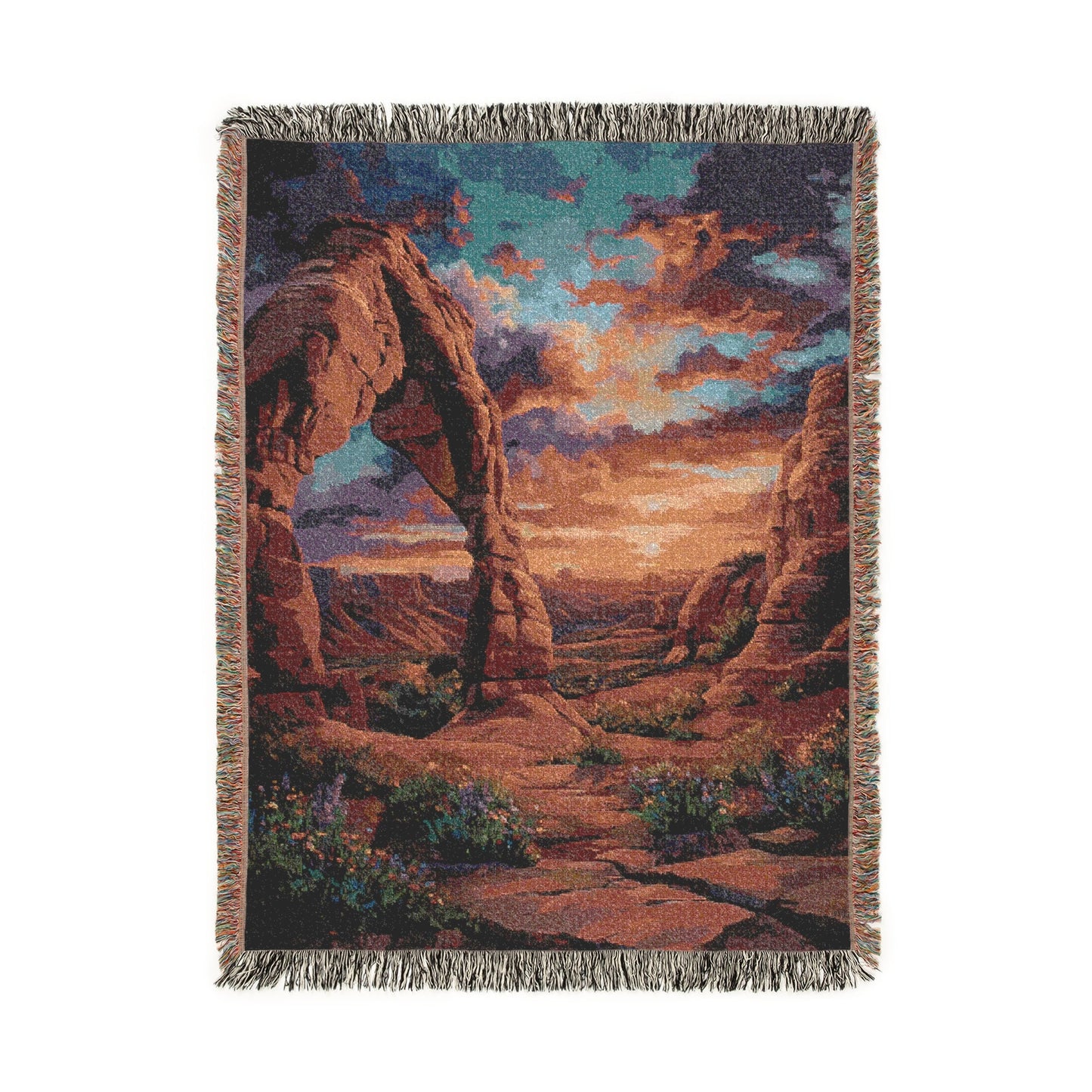 Arches National Park Woven Blanket, Delicate Arch Tapestry, Utah Sunset Throw, Western Boho Decor, Home Bedroom Decor, Sofa Bed cover