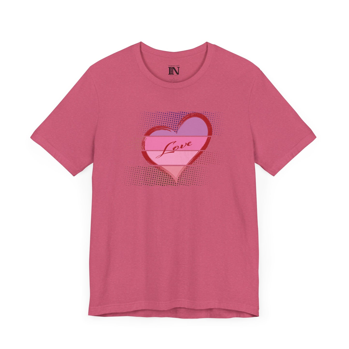 Vintage Style Heart Love T-Shirt, Retro Distressed Graphic Tee, Valentine's Day Apparel, Pink Red Shirt, Unisex Jersey Top, Gift for her