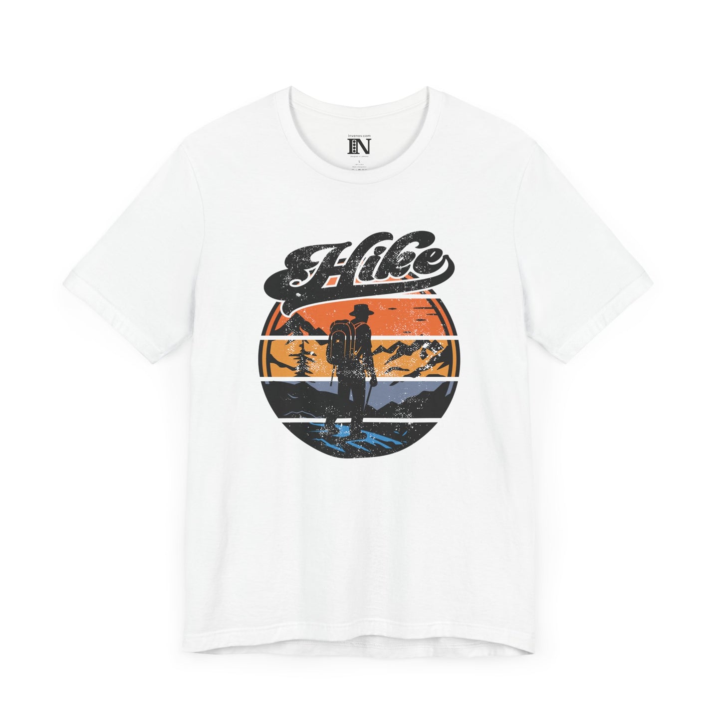 Retro Hiking Shirt, Vintage Distressed Style Nature Tee, Outdoor Adventure Shirt, Mountain Sunset Top, Camping Graphic Tee, Unisex Jersey