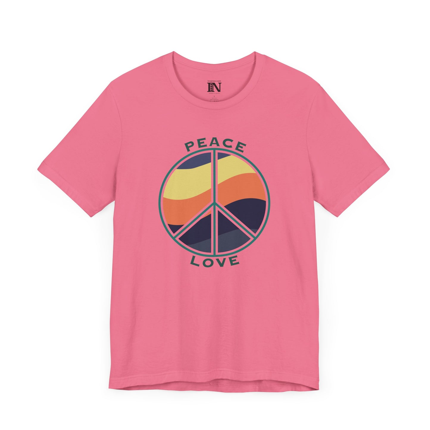 Retro Peace Sign Tee, Sunset Color Graphic T-Shirt, Hippie Peace Love Shirt, Boho Earthy Fashion Top, Peace Symbol Gift, Vintage Style Tee