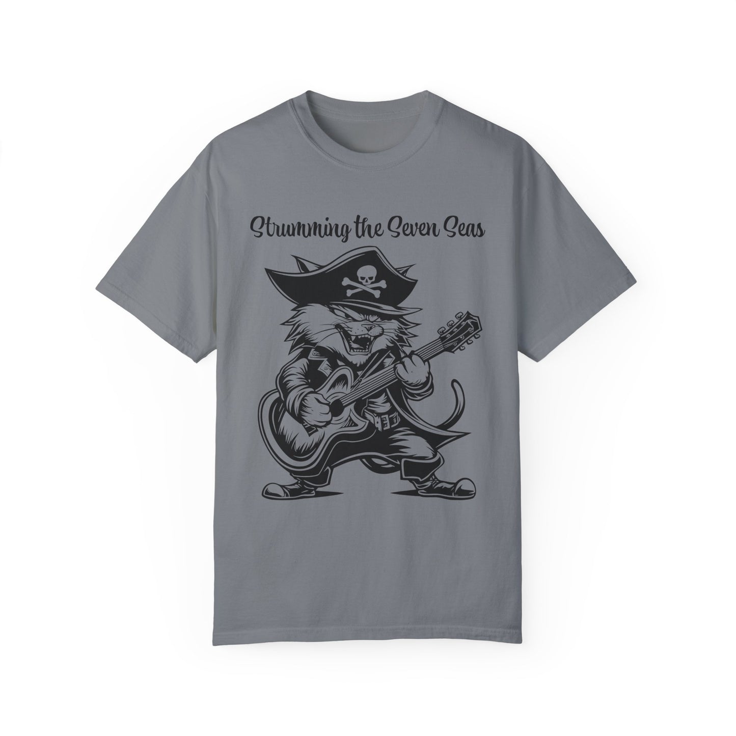 Comfort Colors Shirt, Music Party Shirt, Music Festival T-Shirt, Pirate Cat plays Guitar Shirt, Funny Cat Shirt, Pet Lover Shirt, Music Tee