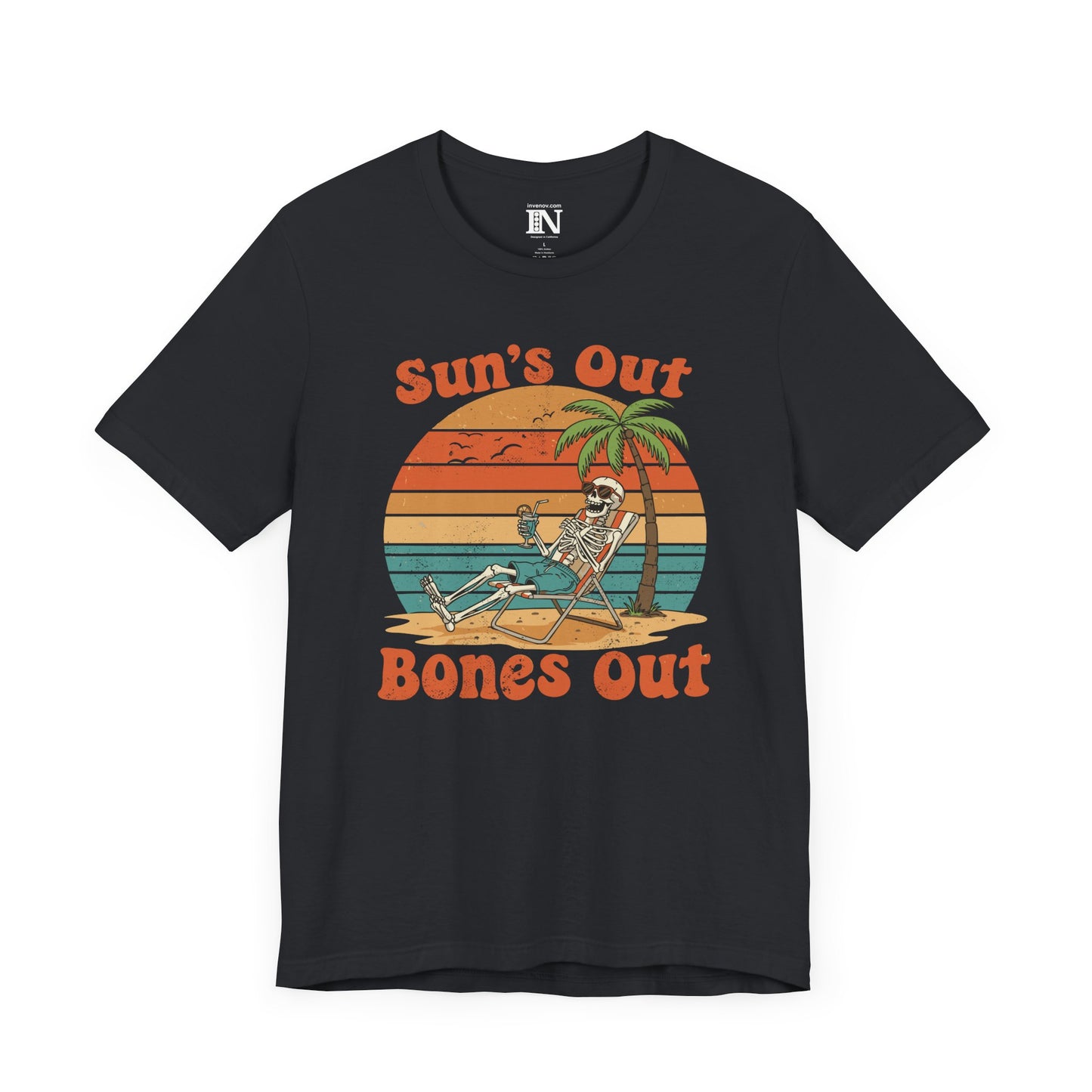Skeleton Summer Sunset Shirt, Vintage Style Summer Beach Tee, Vacation Top, Retro Palm Tree Graphic Shirt, Funny Casual Gift for friends