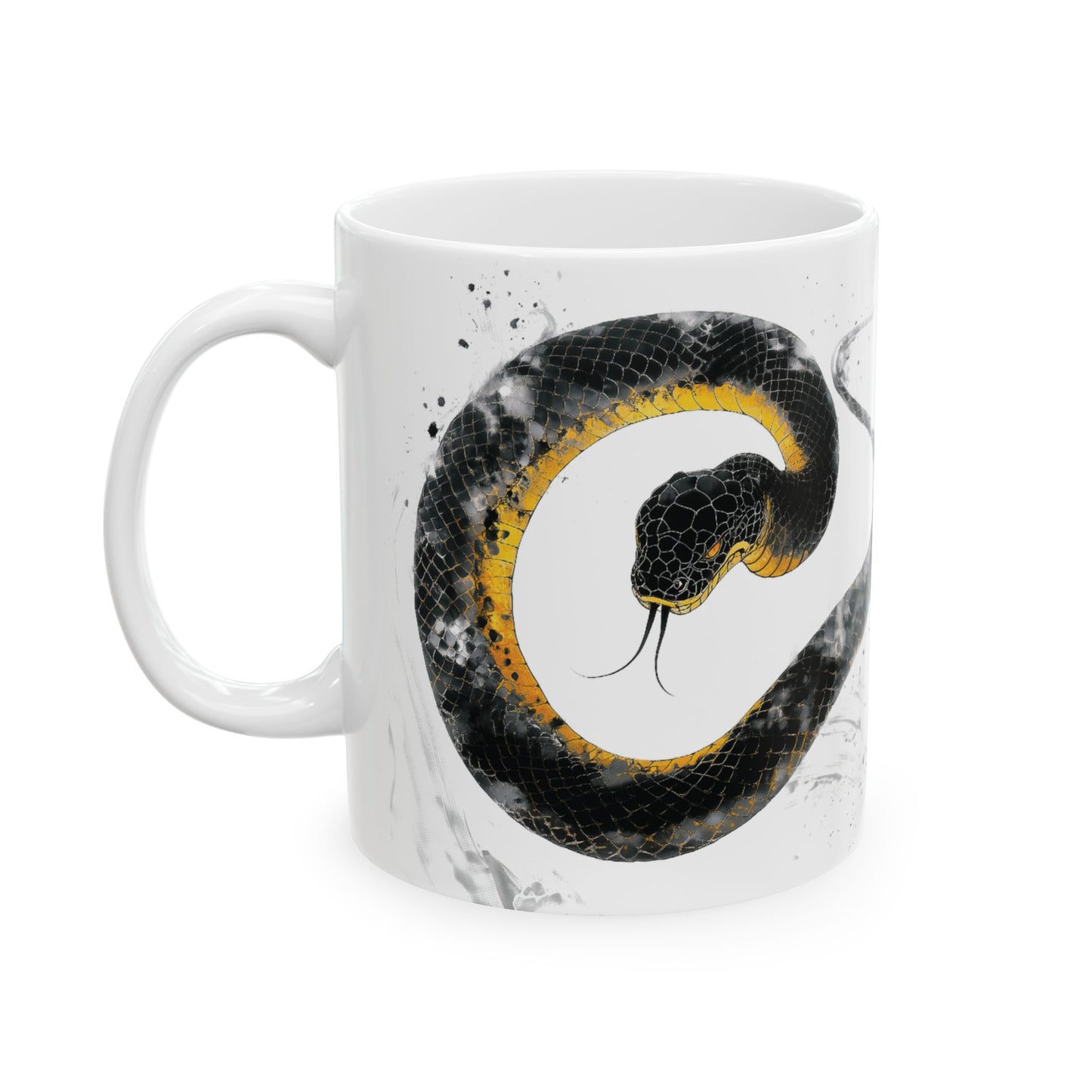 Ceramic Mug, Chinese Style Snake Painting in Black, Chinese New Year Gift, 11oz 15oz Mug, Year of the Snake Mug, Porcelain Cup