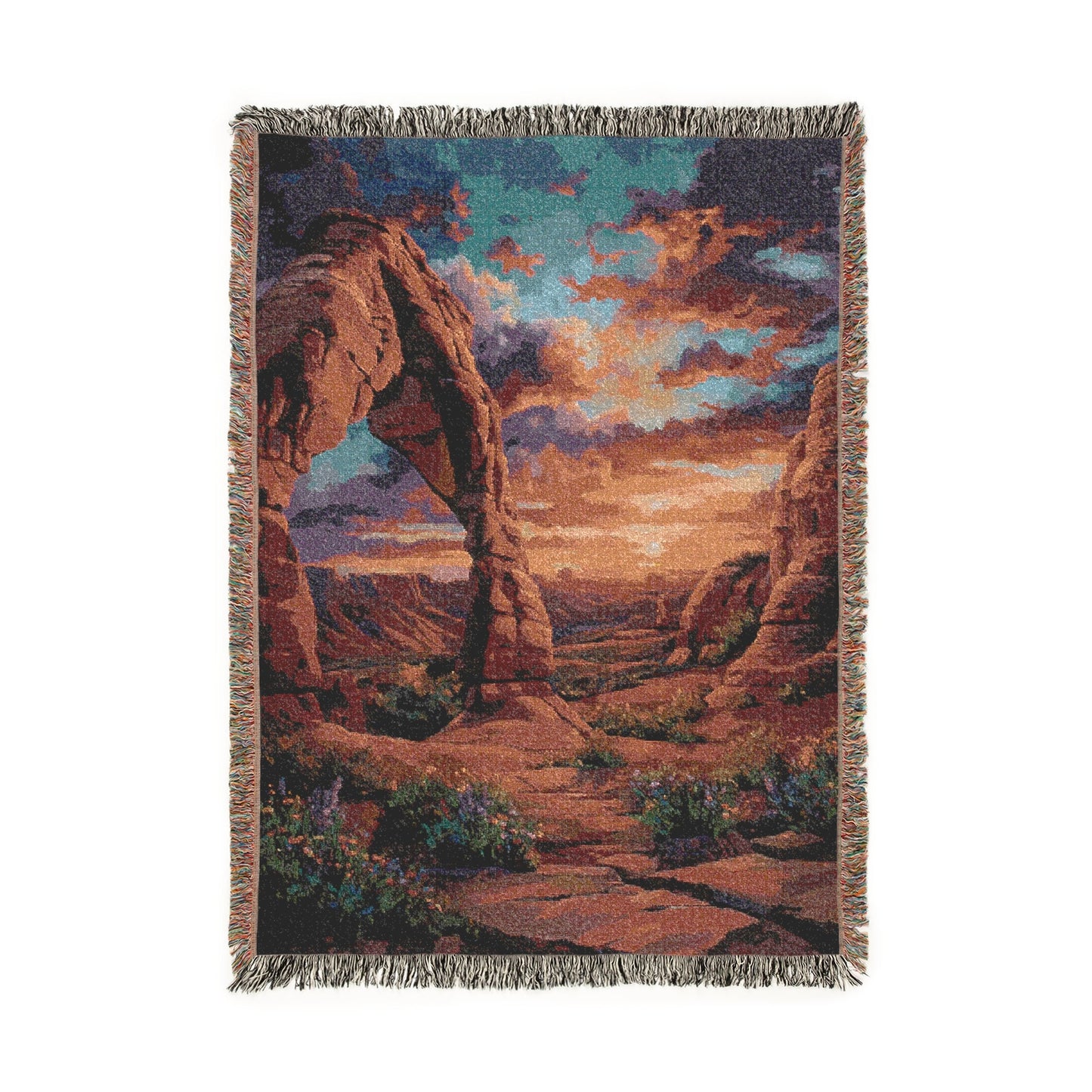 Arches National Park Woven Blanket, Delicate Arch Tapestry, Utah Sunset Throw, Western Boho Decor, Home Bedroom Decor, Sofa Bed cover